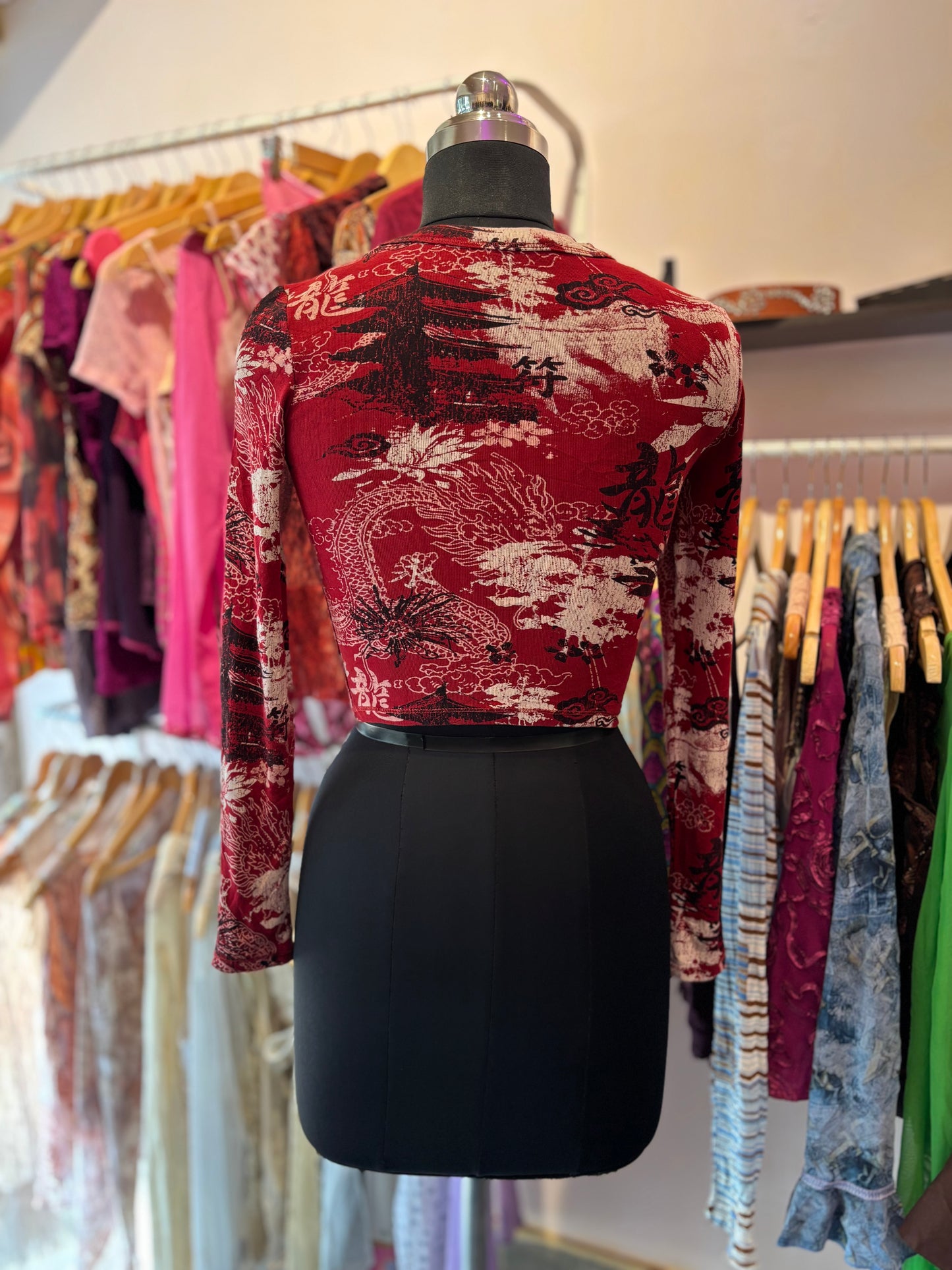 Asian print top