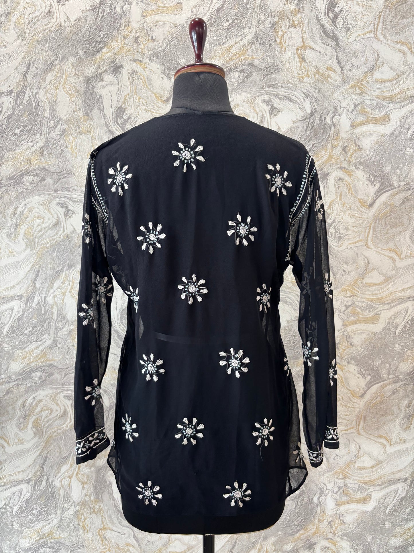 Black chiffon chikankari