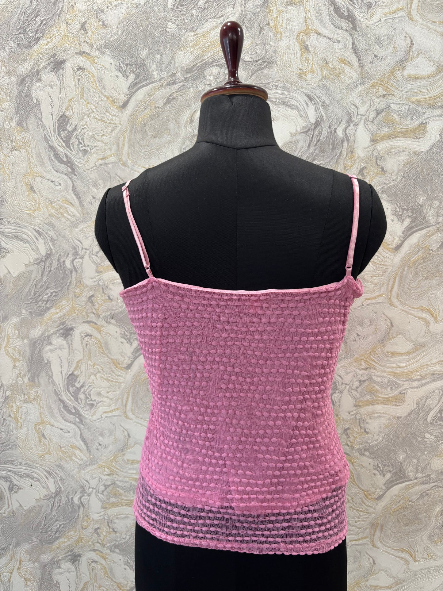 Pink ruffle neck cami