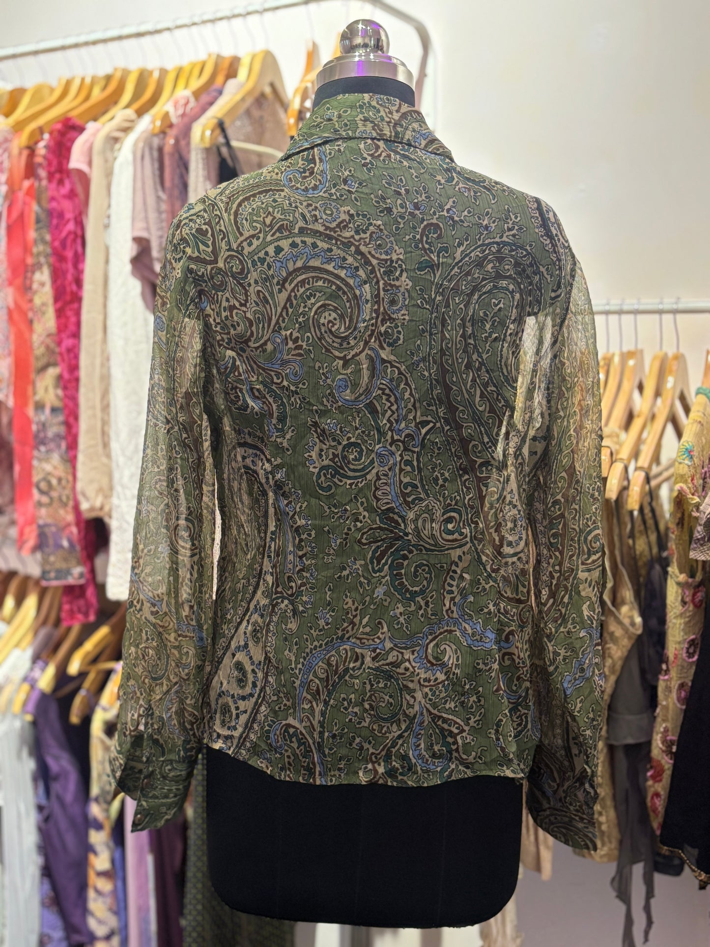 Vintage ruffle neck paisley shirt