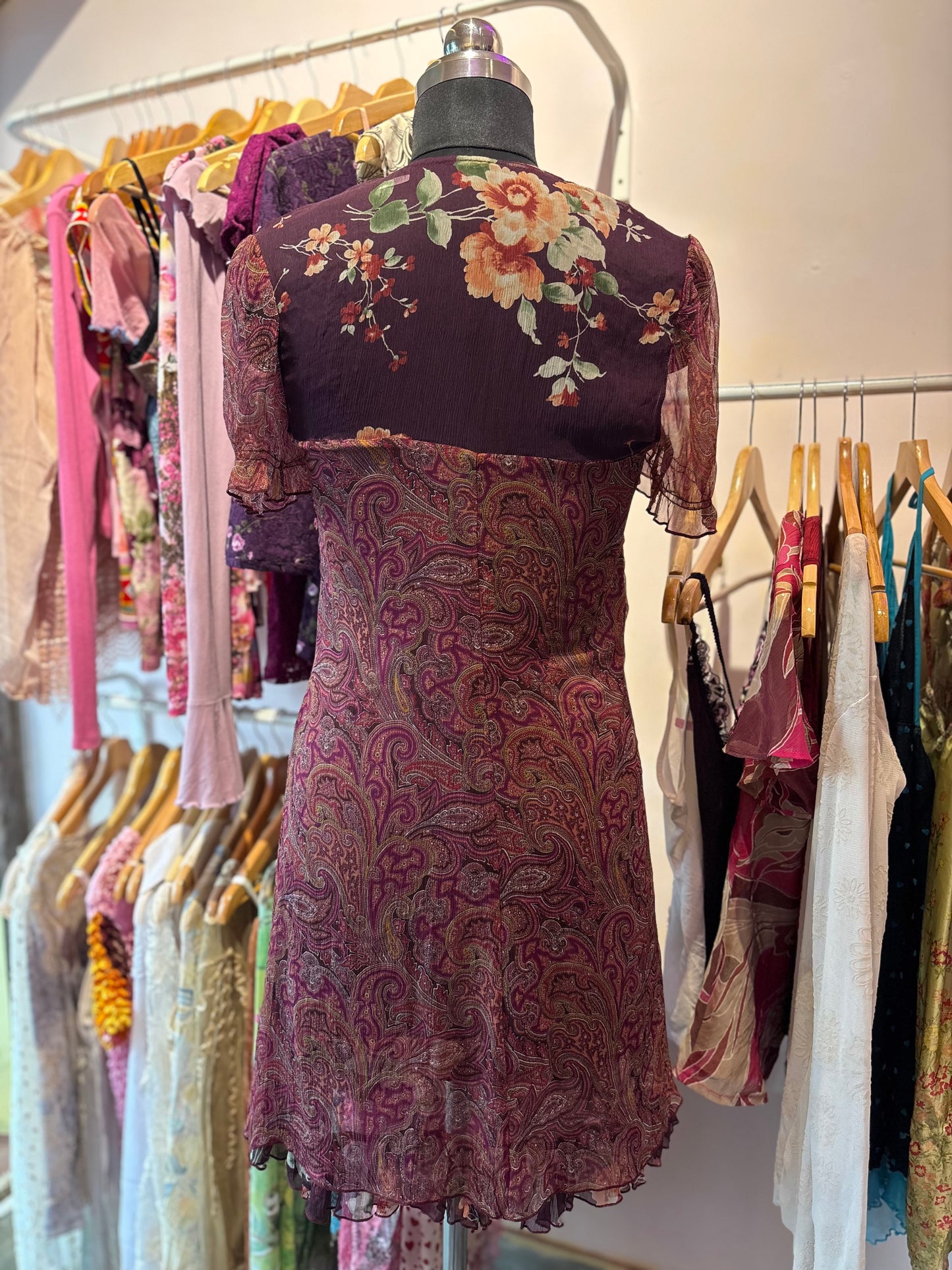 Vintage paisley chiffon dress