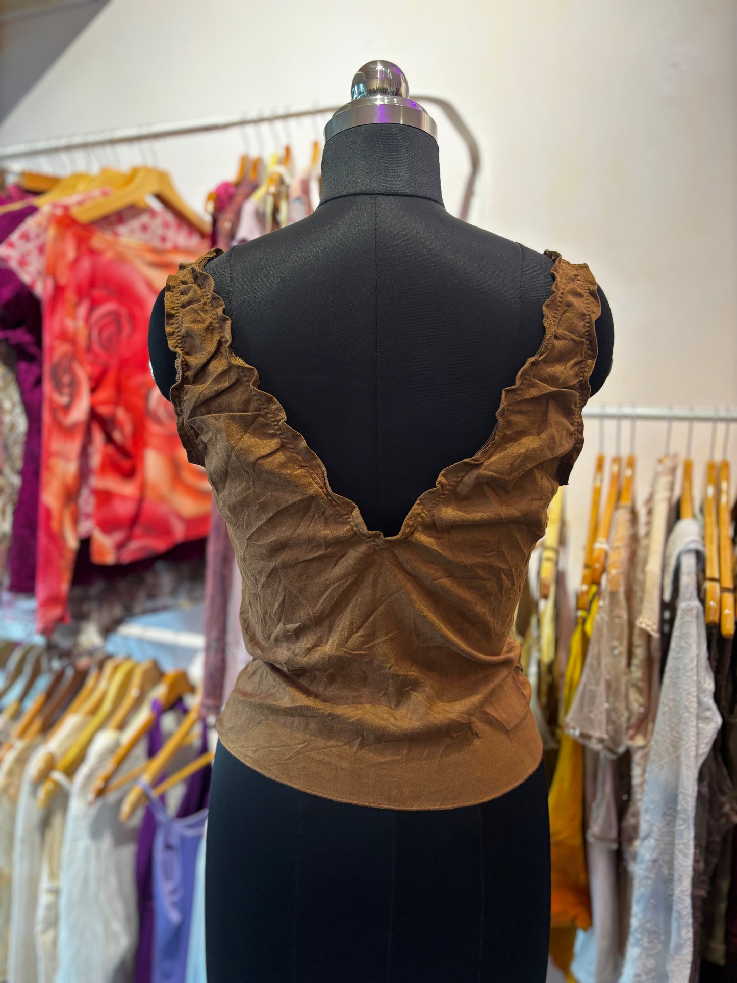 Brown suede top