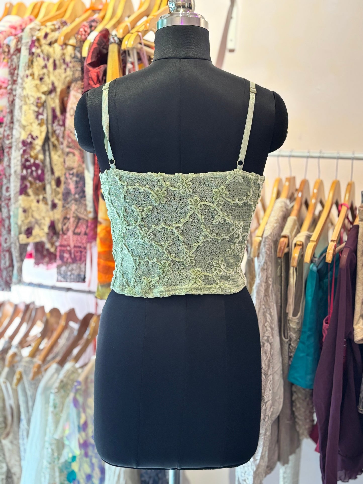 Green embossed top