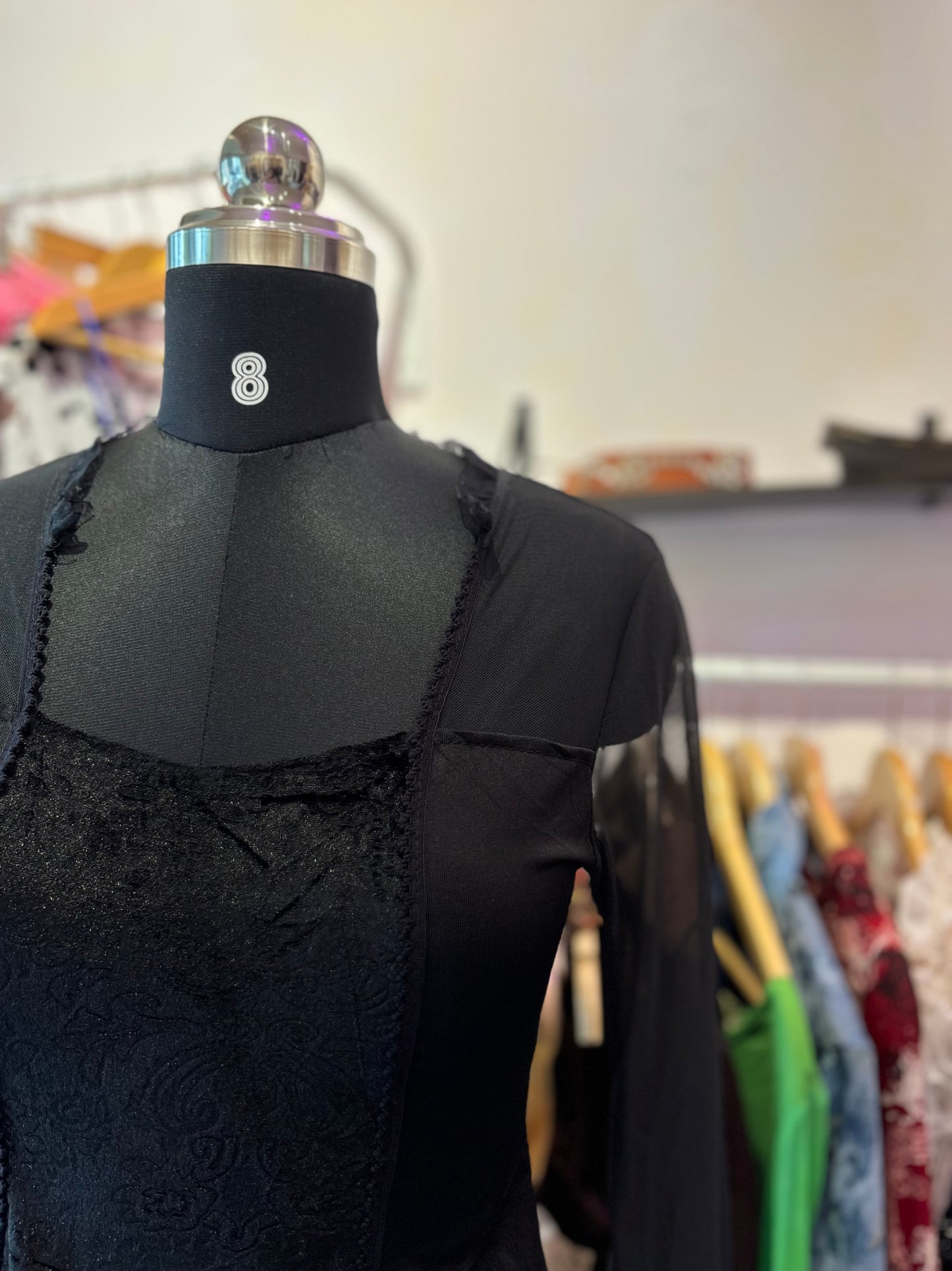 Black vintage flared sleeves top