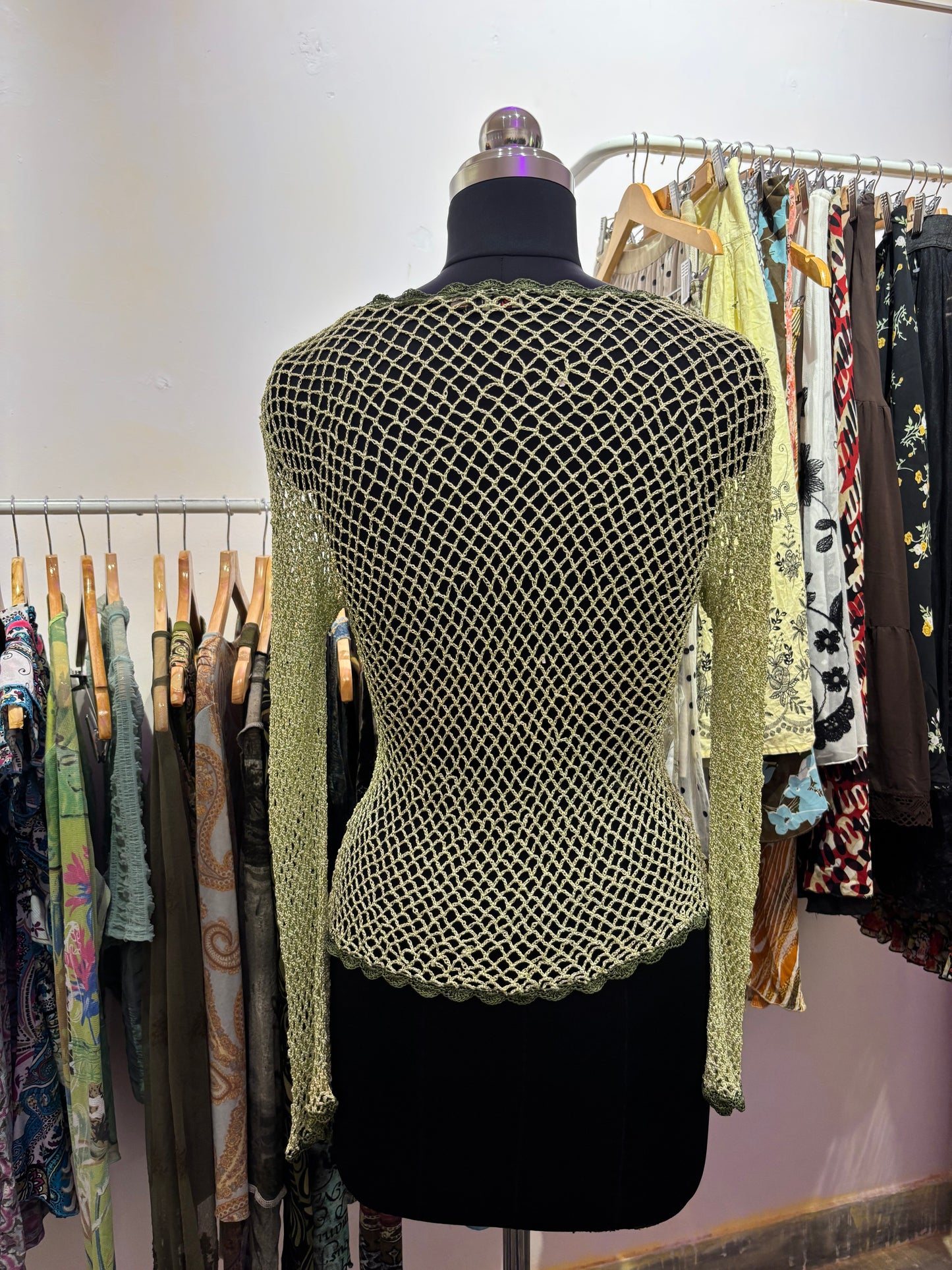 Green Crochet bead details top