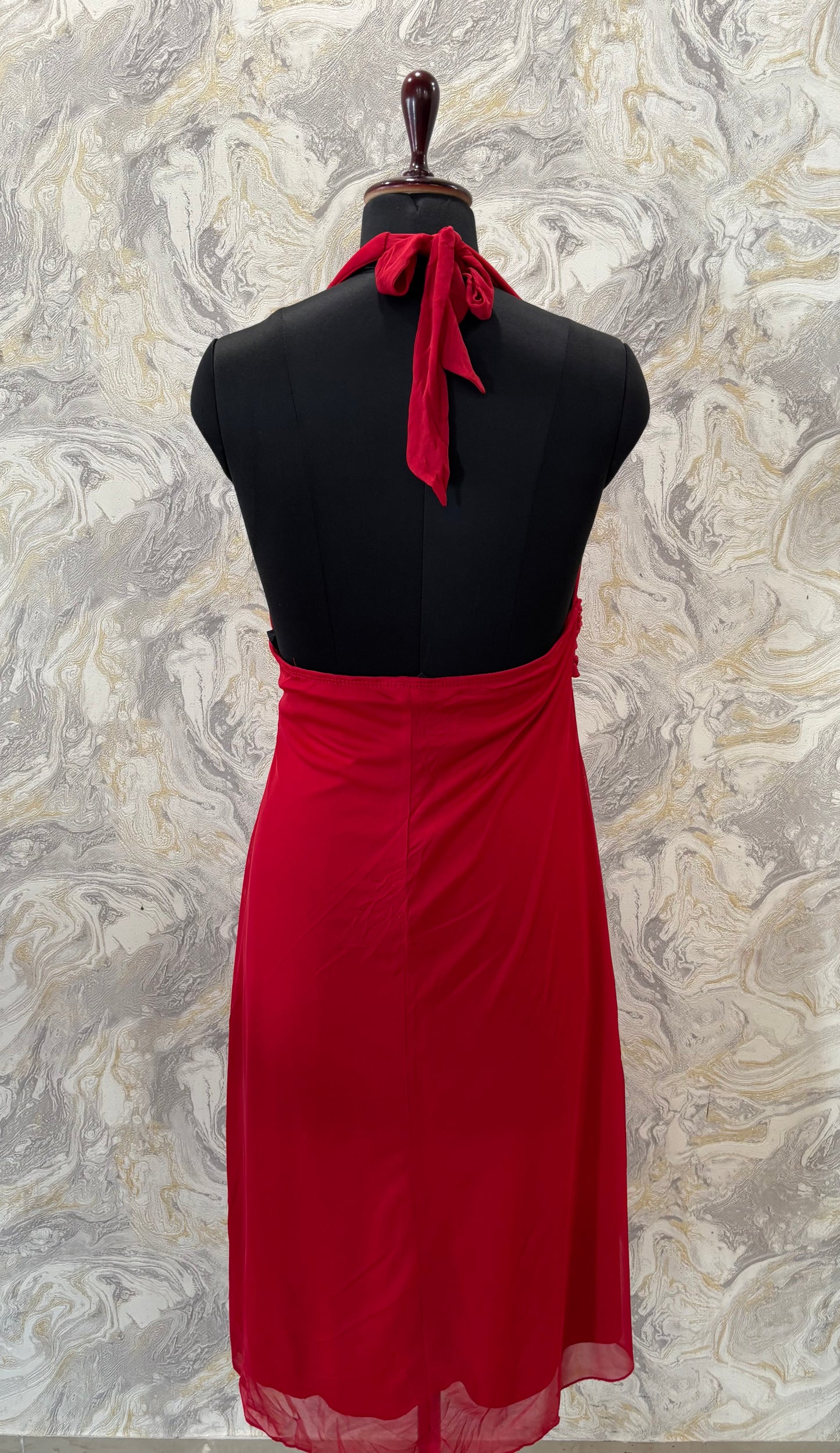 Timeless red halter neck dress