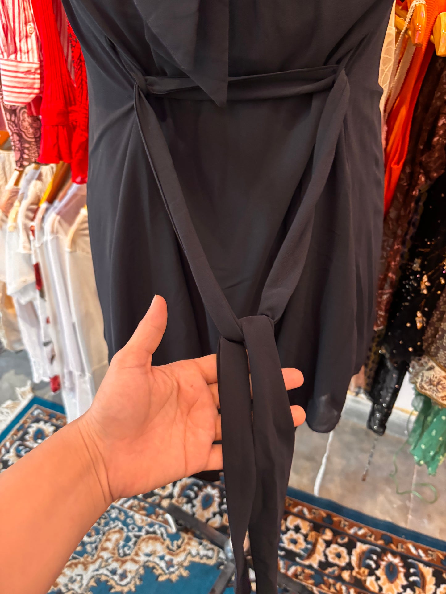 Beaded neck halter neck dress