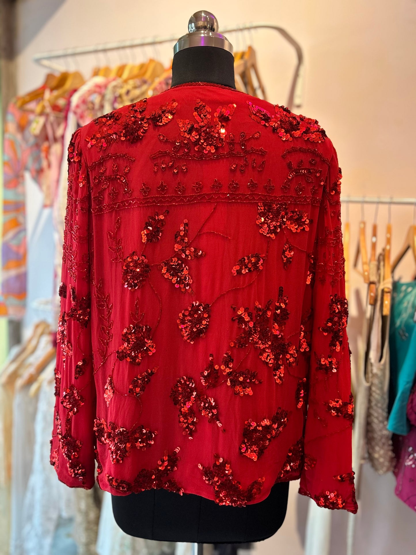 Red vintage sequins jacket