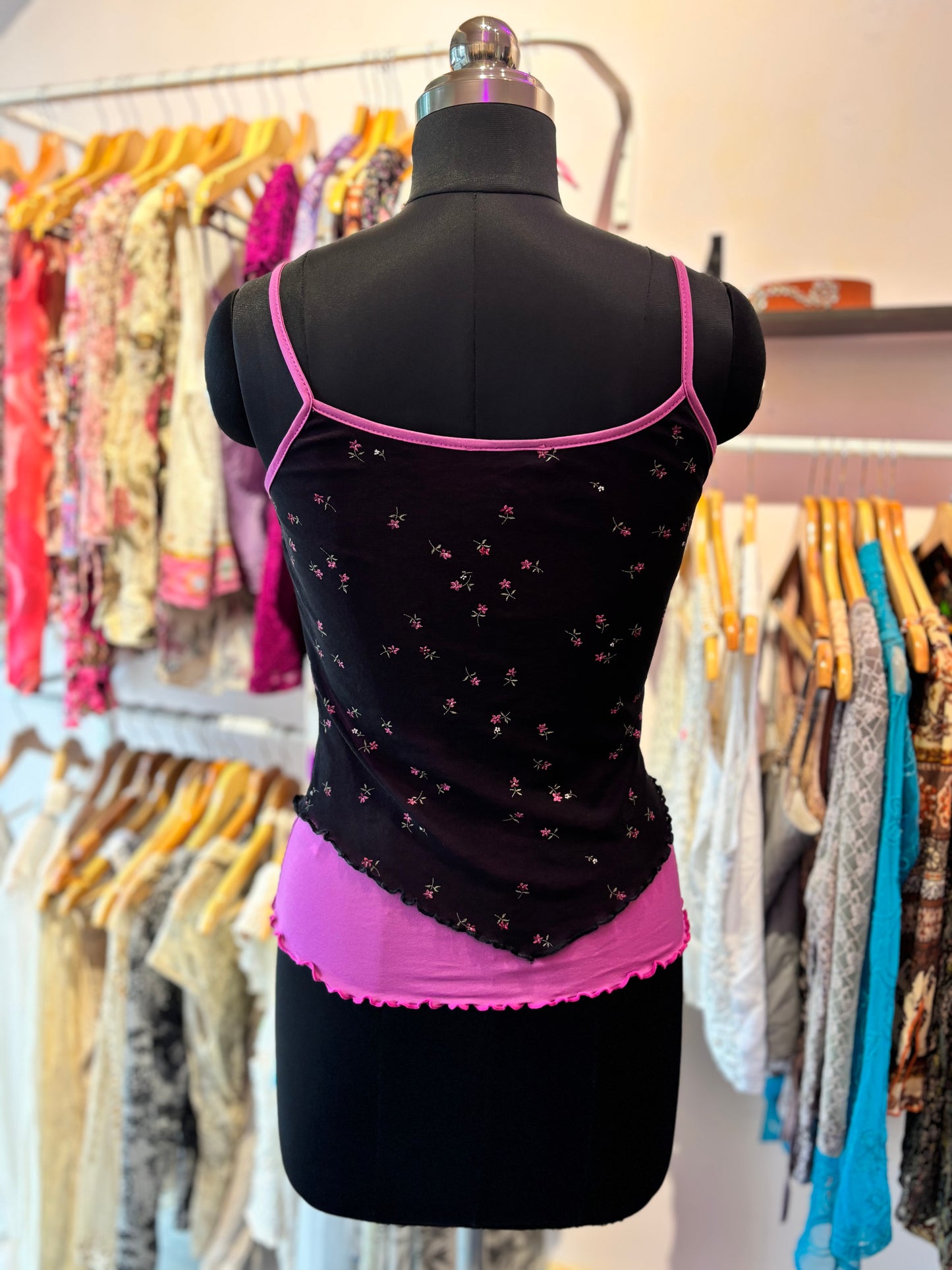 Dual tone floral cami