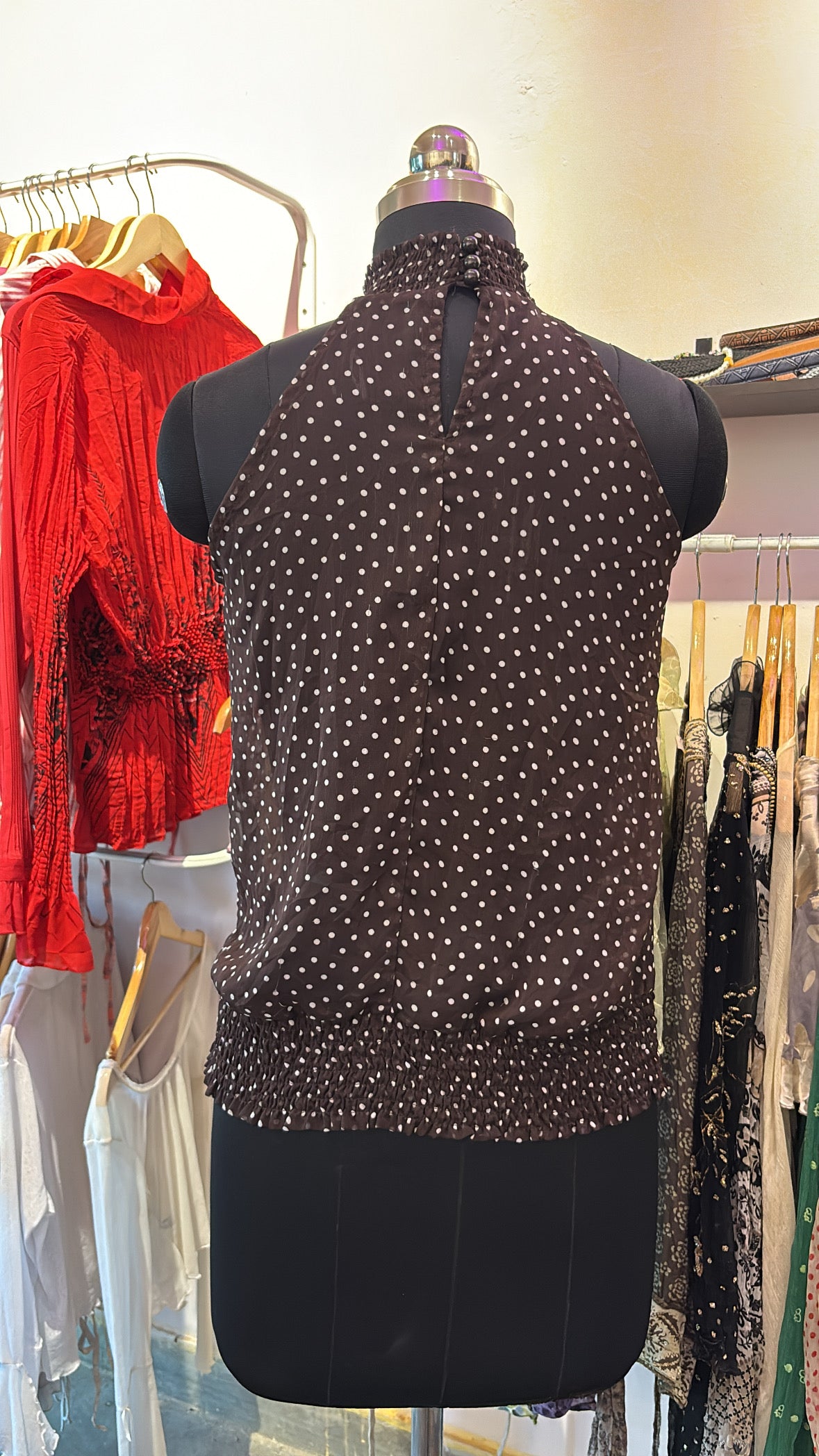 Polka dot ruffle top