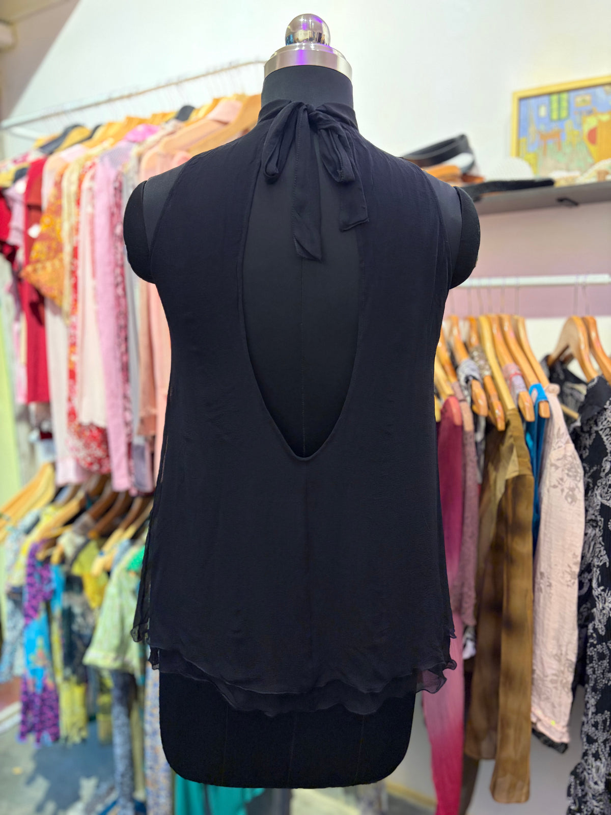 100 percent silk high collar halter top
