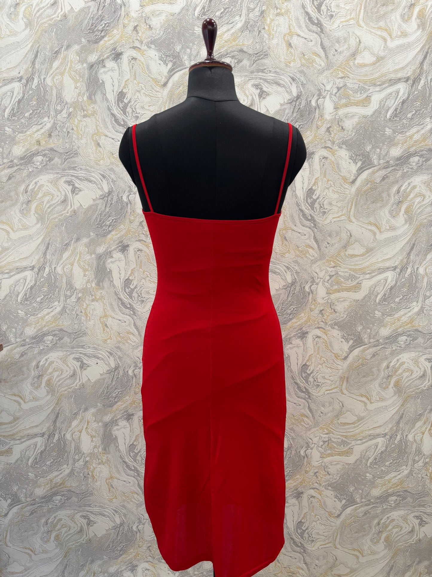 Classic red cowl dress