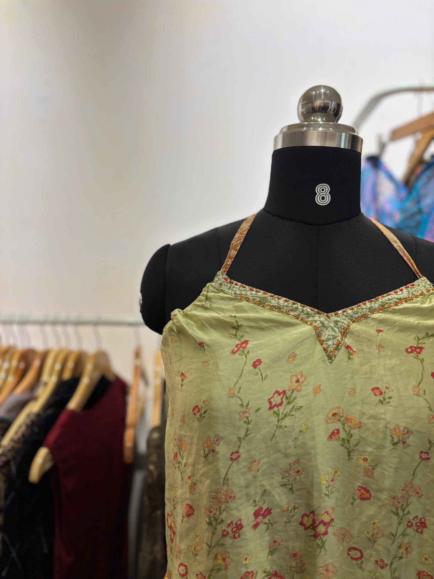 Silk floral halter neck