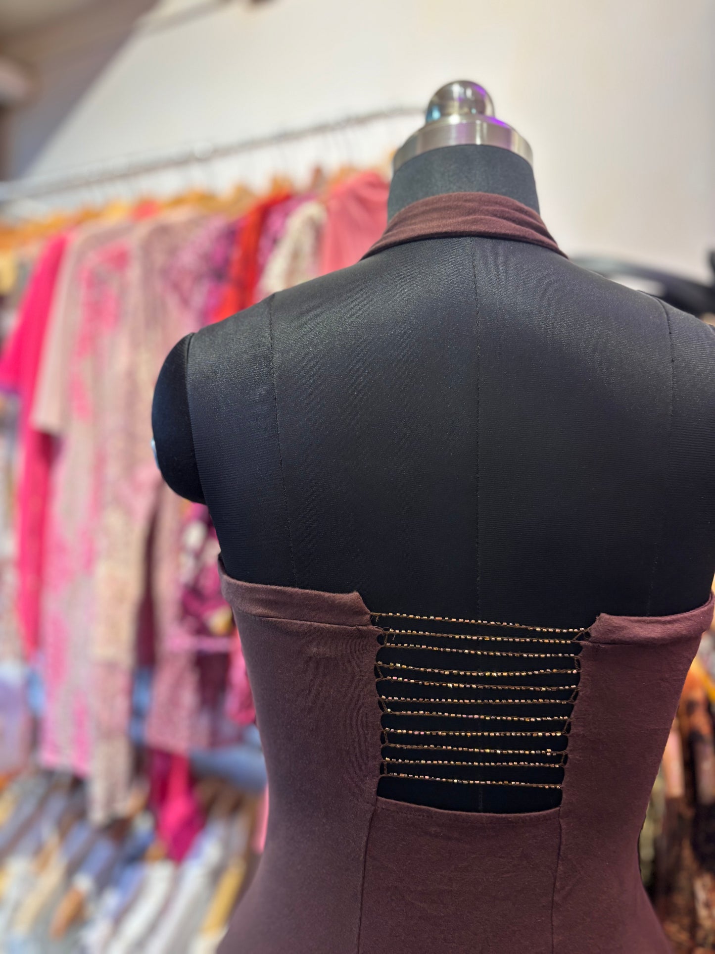 Beaded coffee halter neck ( see back)