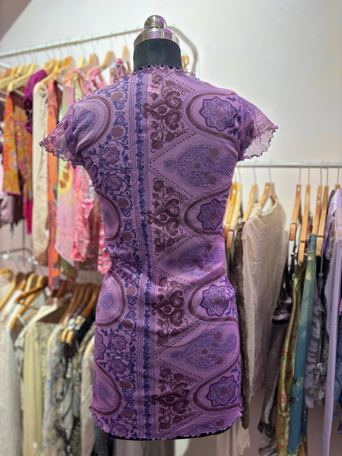 Purple paisley short dress