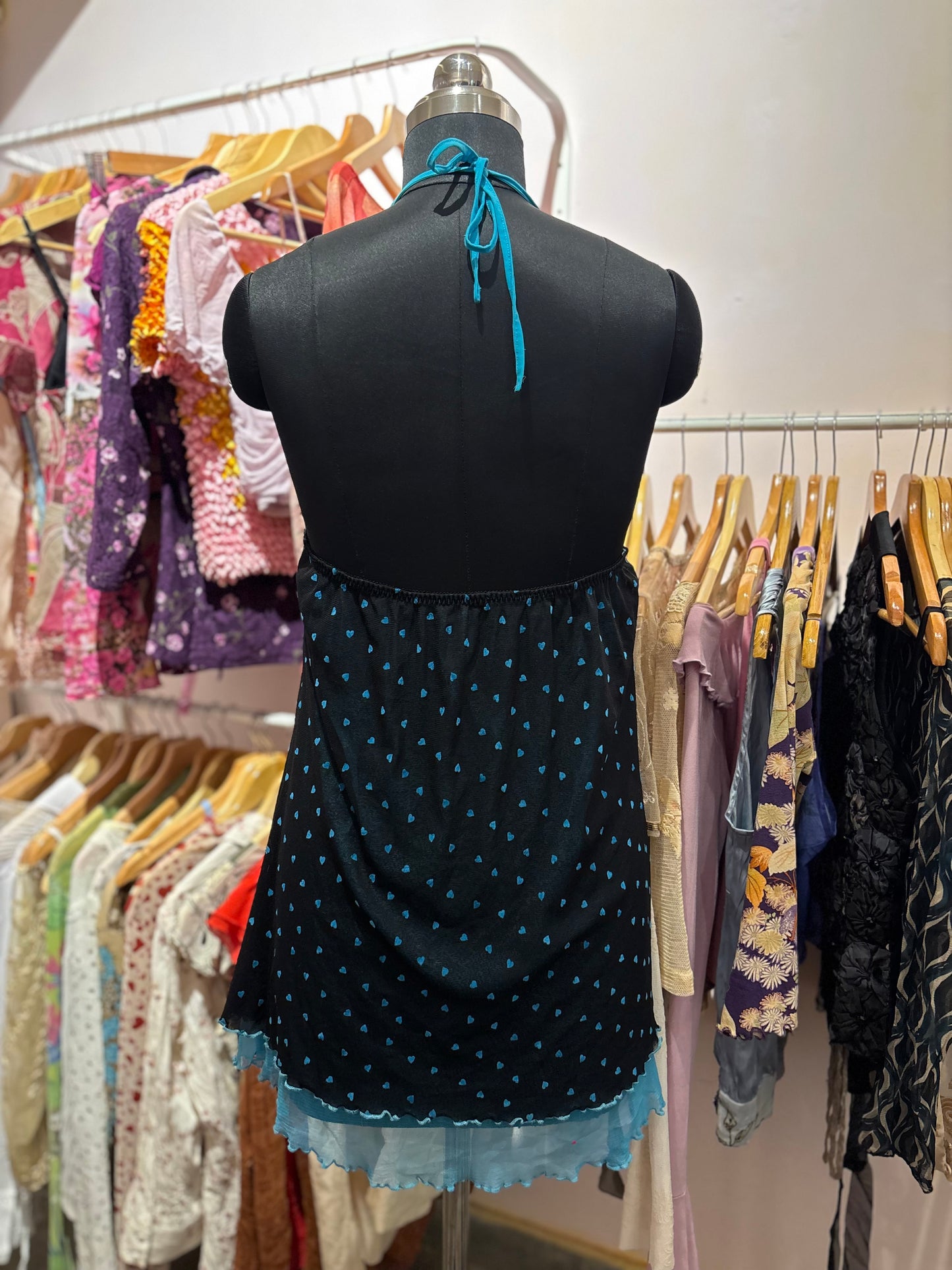 Blue heart halter neck dress