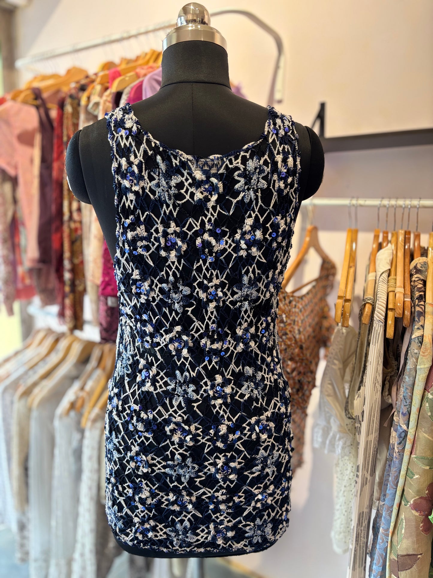 Crochet sequins beaded dress