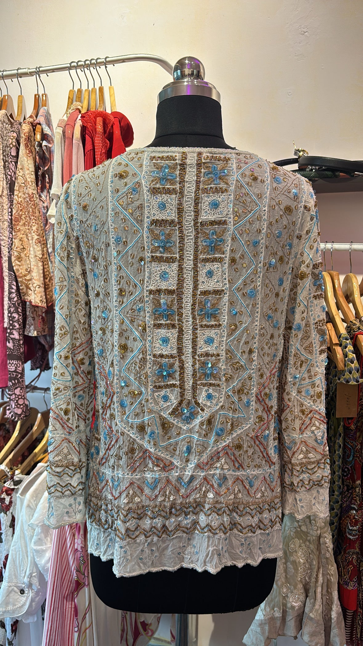 Exquisite beaded silk top