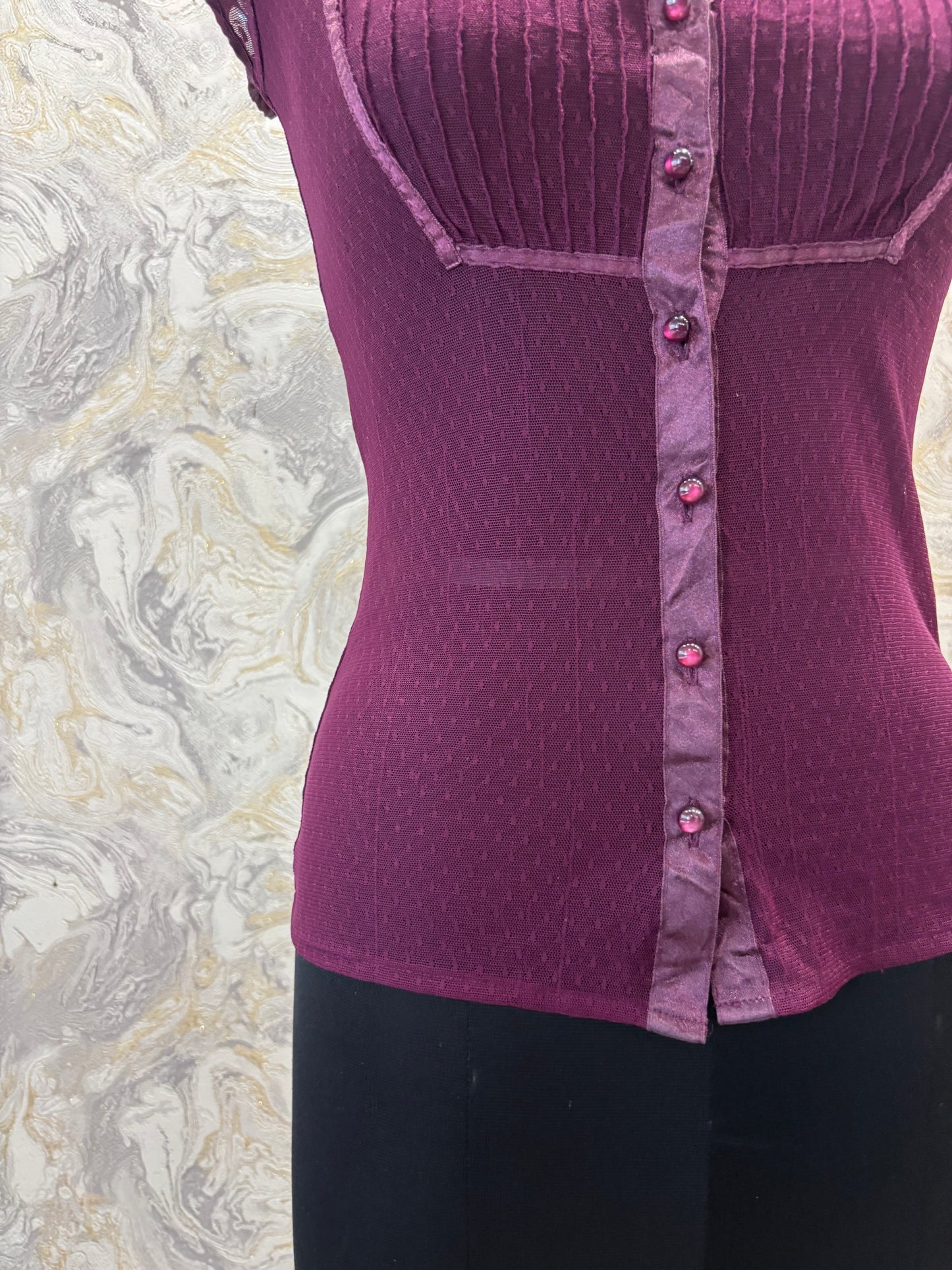 Purple lacy top with pleat details