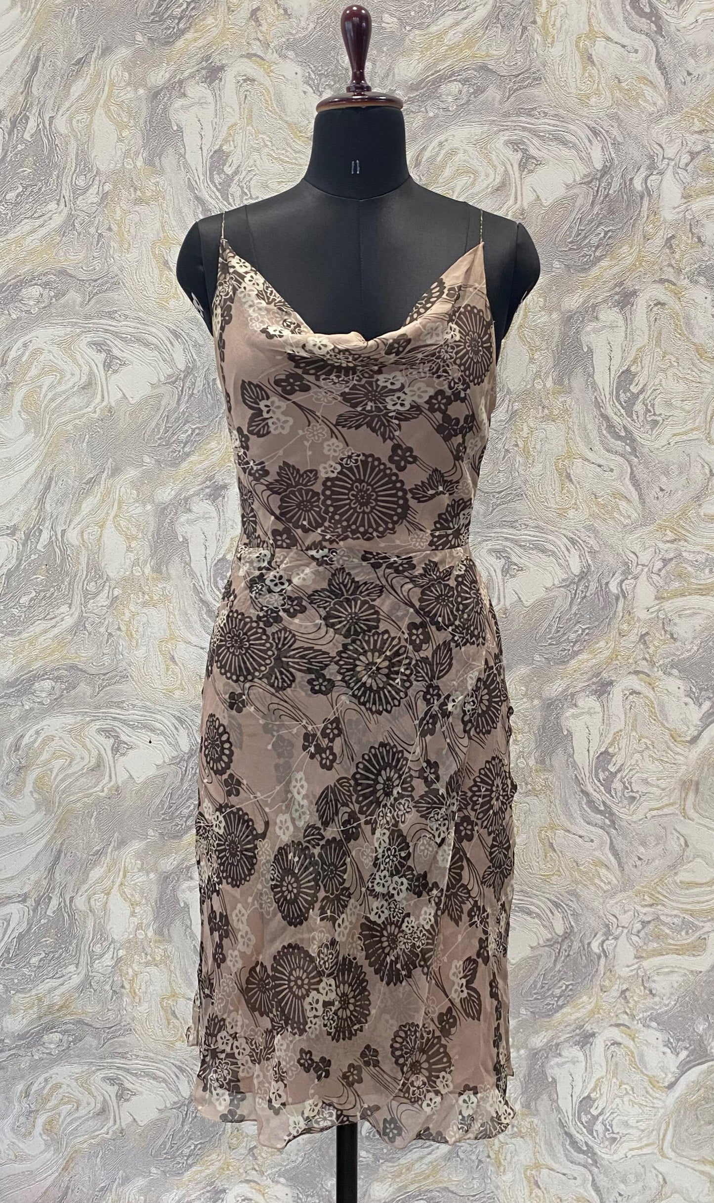 Silk cowl neck dress