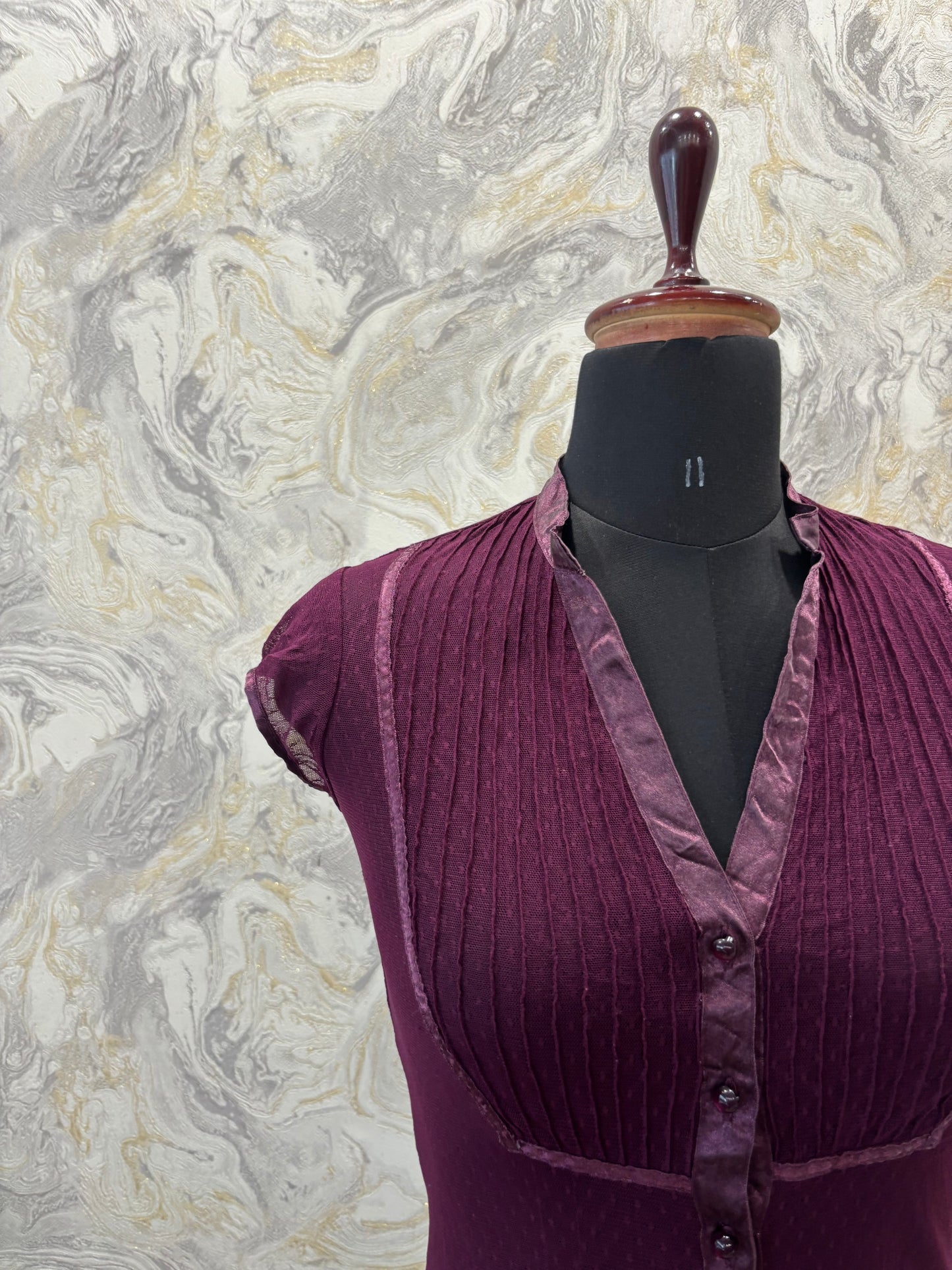 Purple lacy top with pleat details