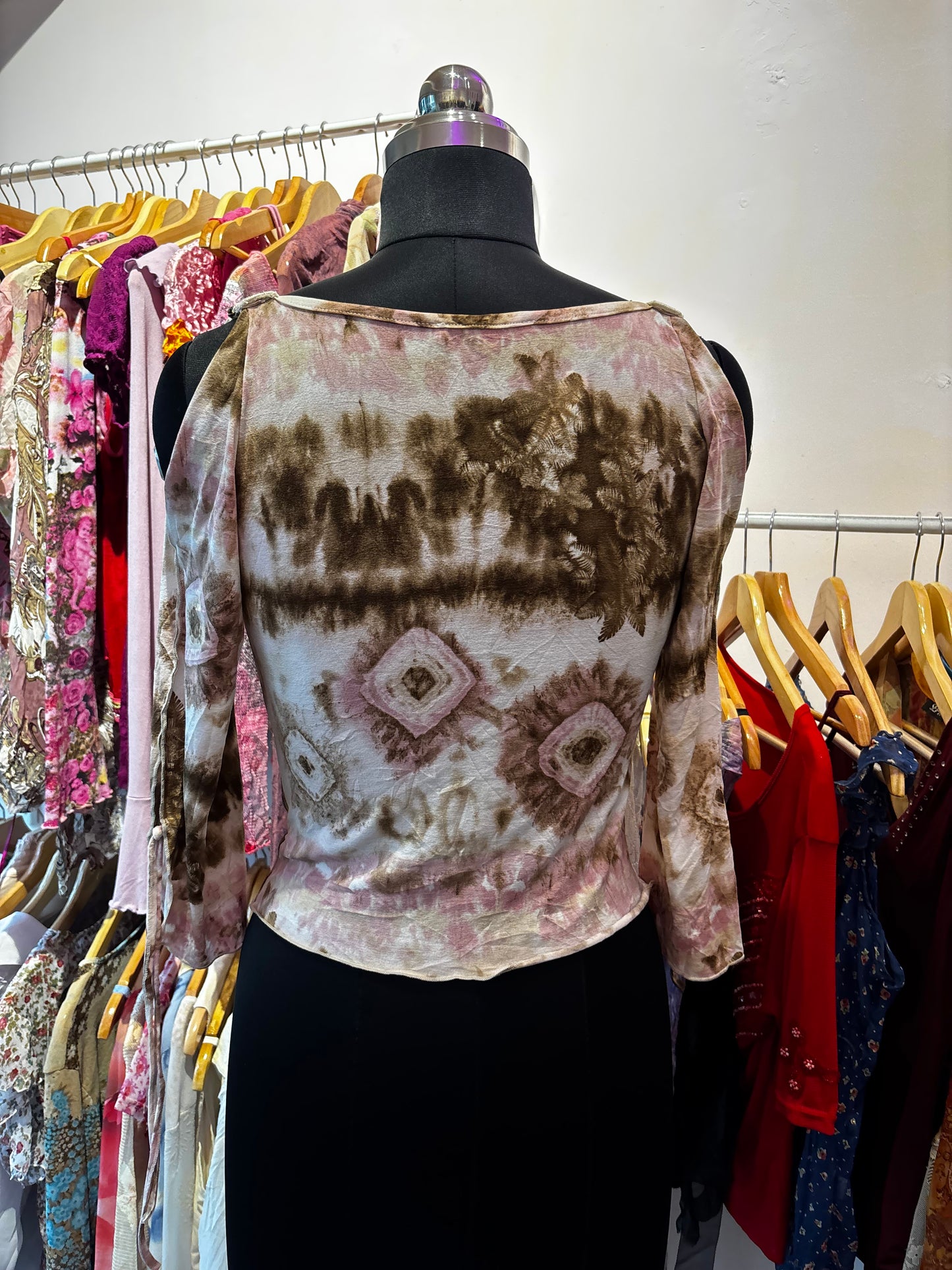 Earthy pink cold shoulder top