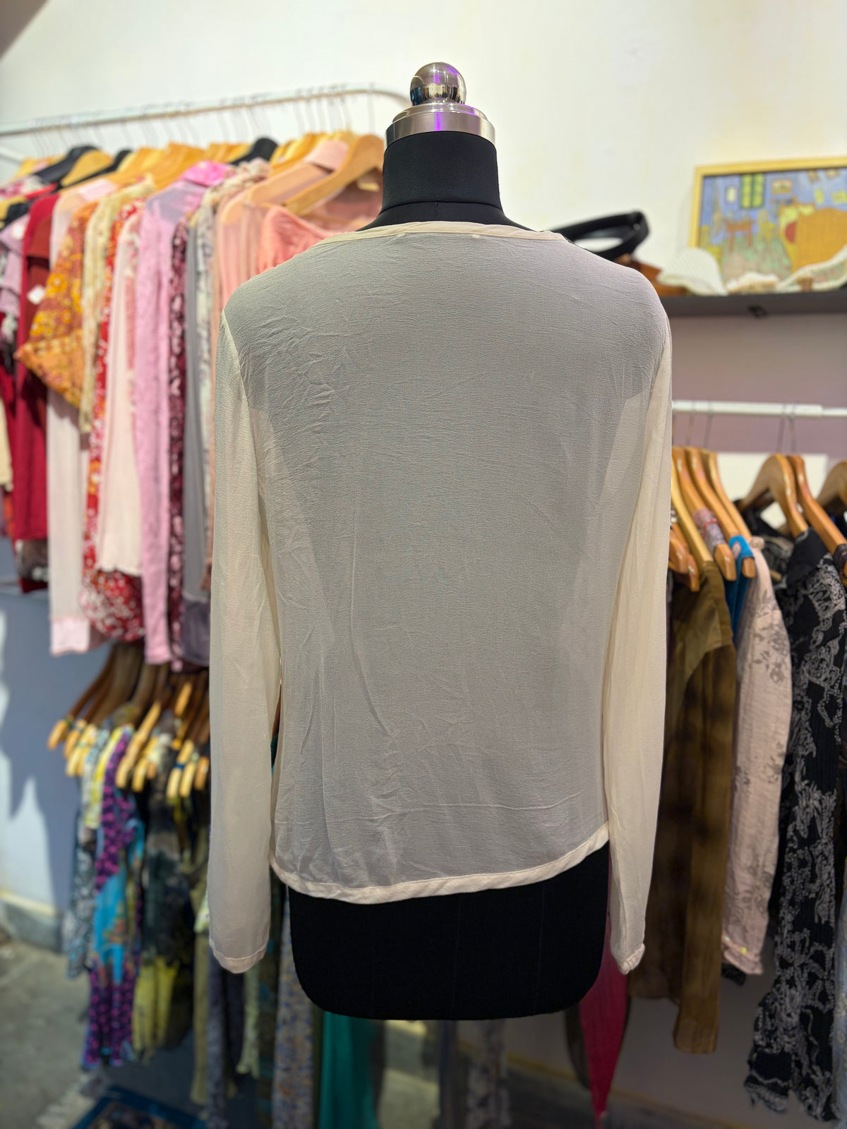 Overlapping vintage silk top