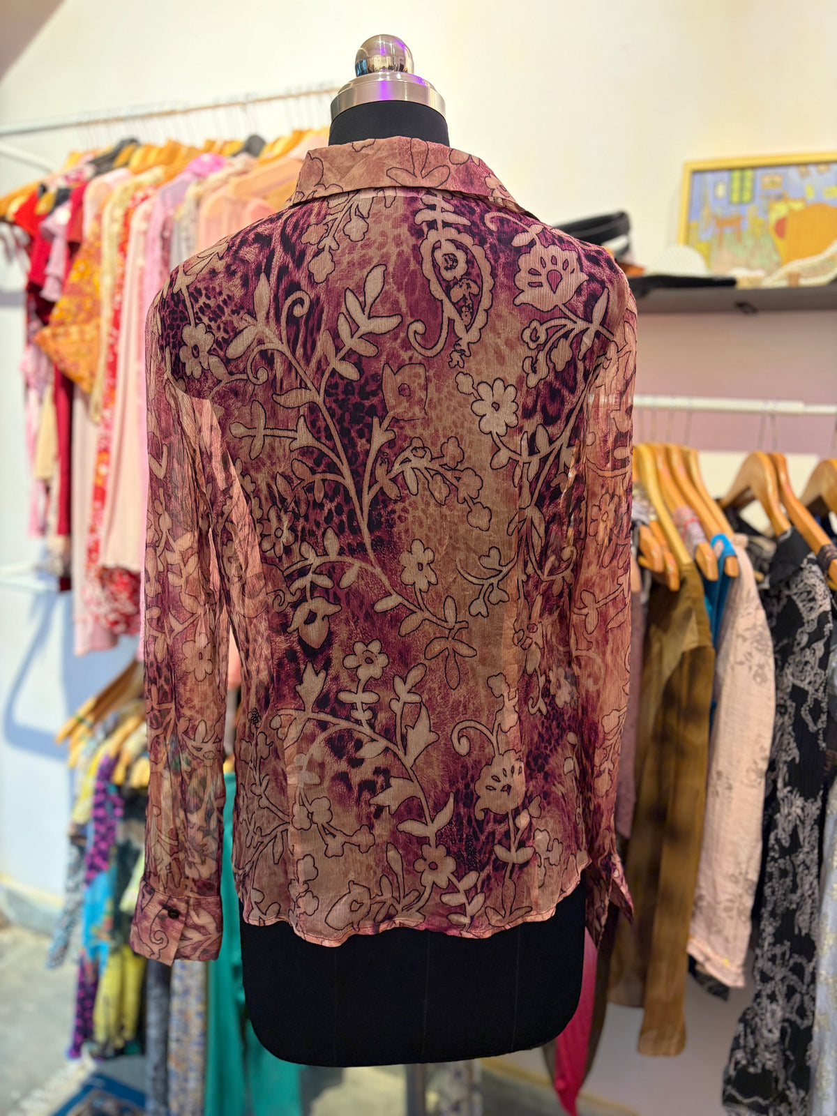Rare find! Leopard floral silk shirt