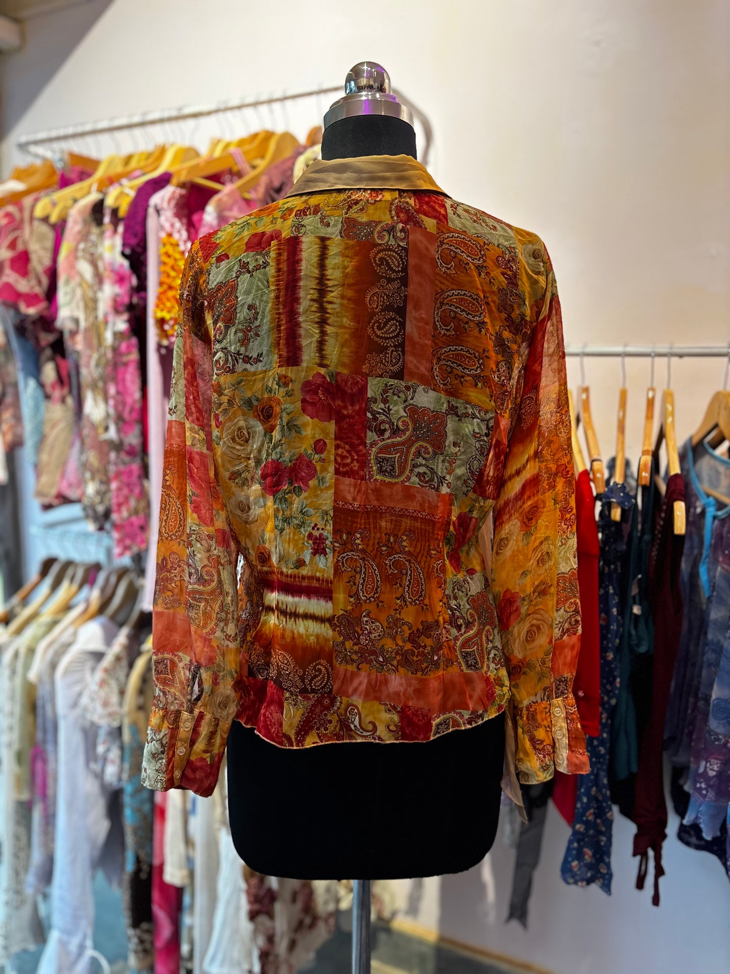 Vintage paisely shirt with side lace