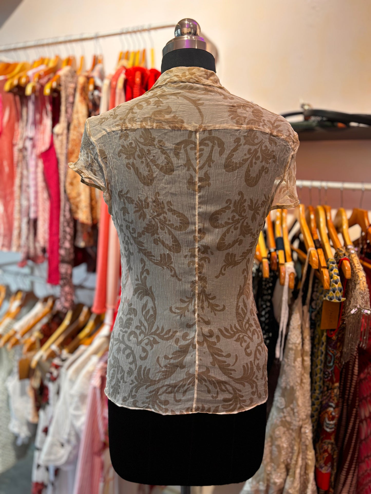 Massimo Dutti silk blouse with pearl buttons