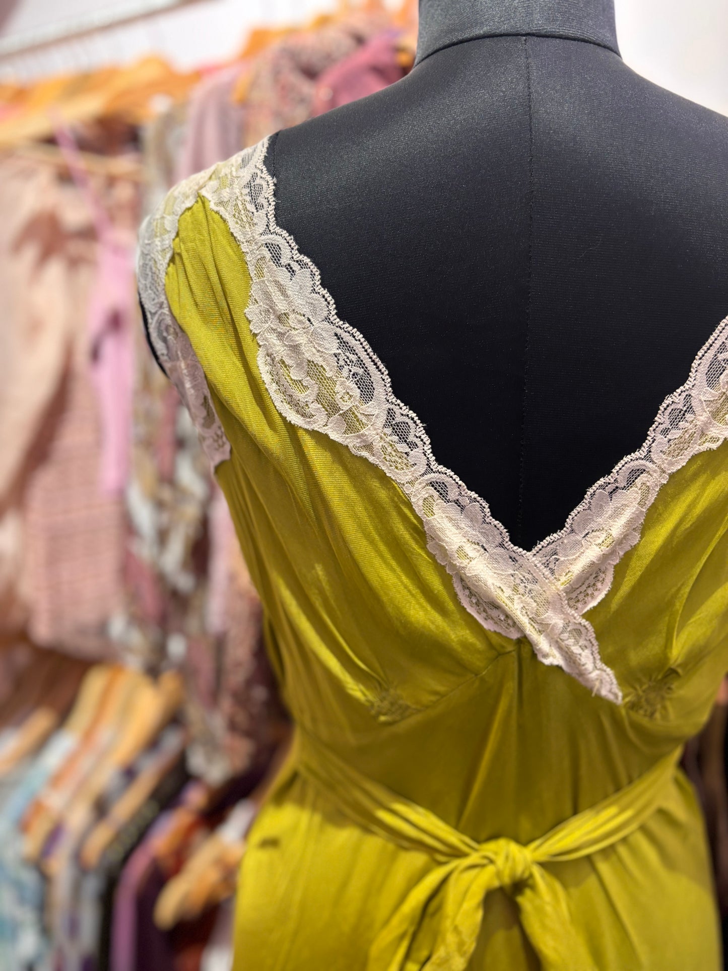 Lime lacy neckline top