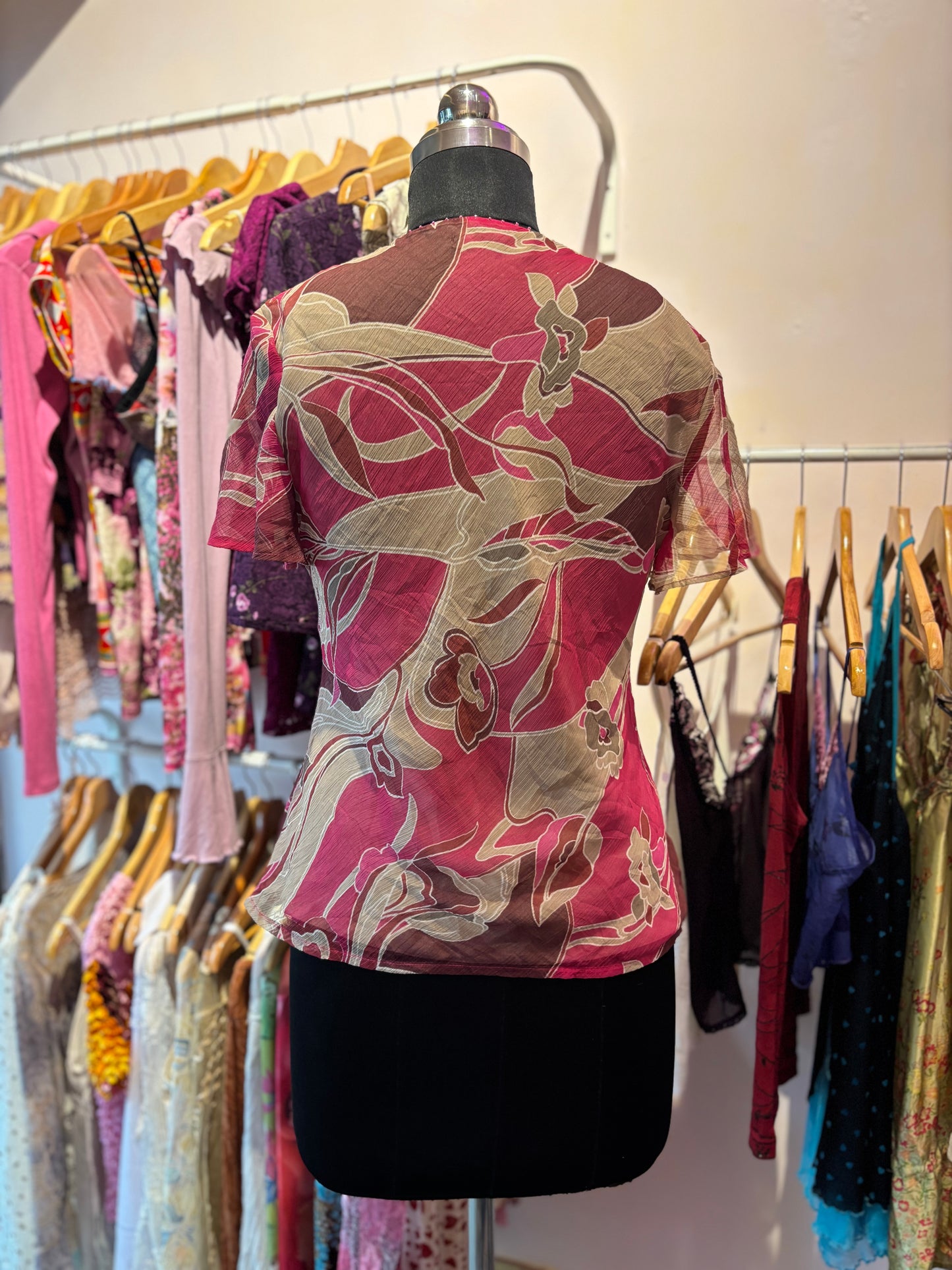 Pink beige abstract top