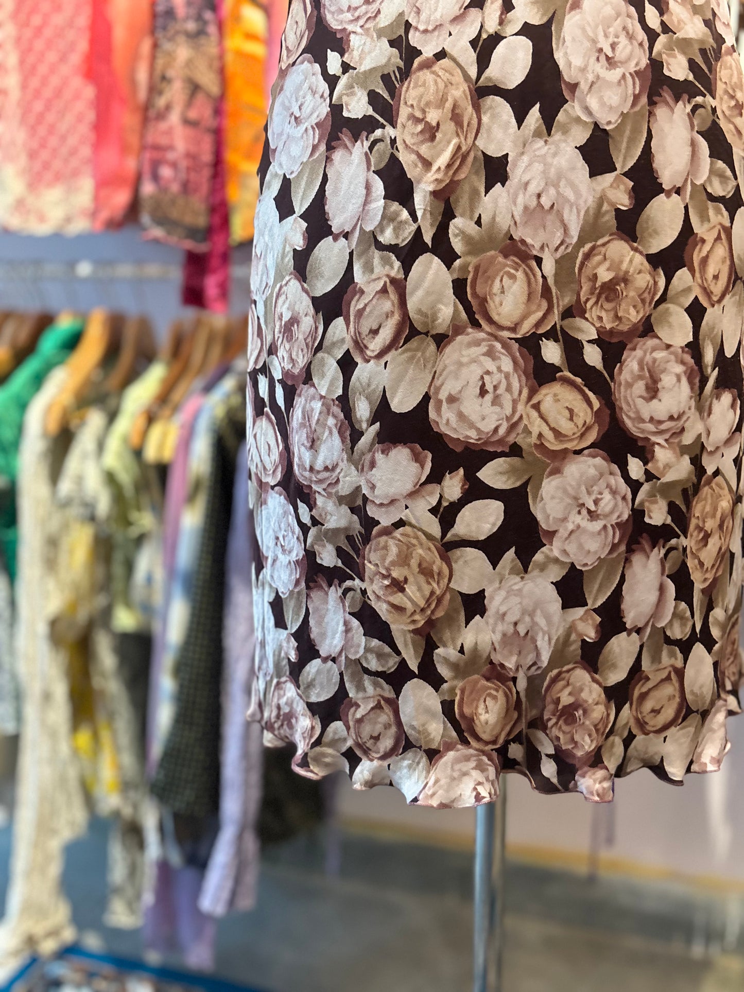 Roses silk halter neck dress