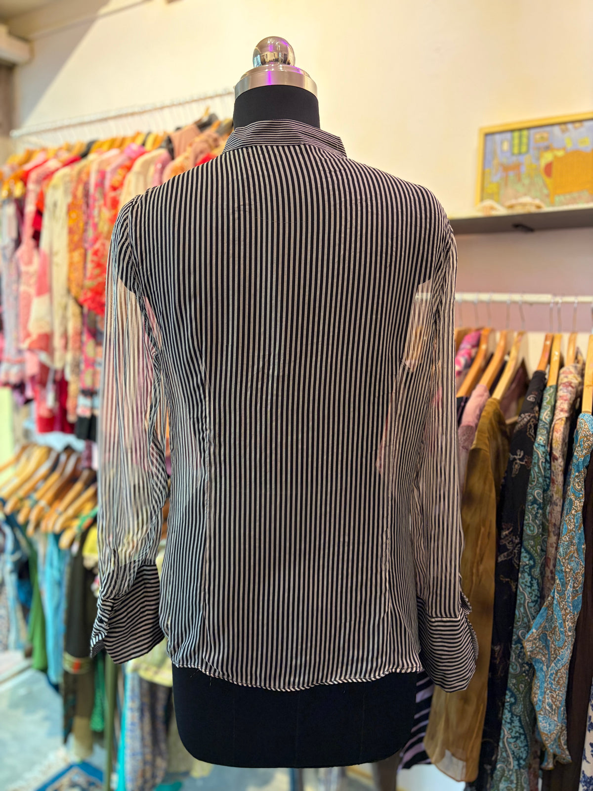 Monochrome vertical silk shirt