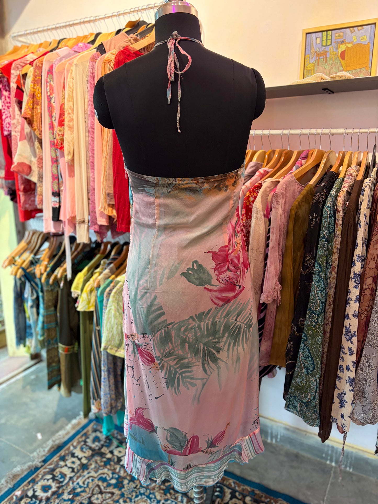 100 percent silk artsy dress halter neck