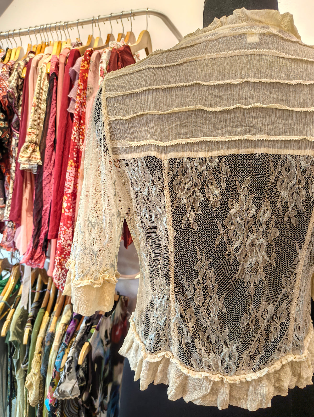 Victorian silk lace beige top