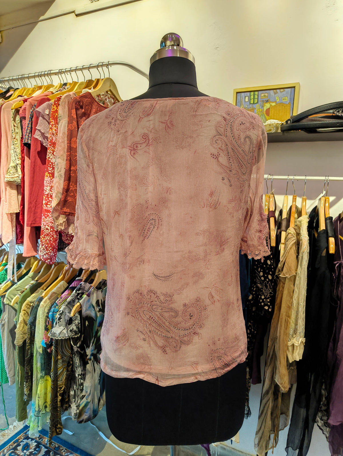 Pink paisely silk top