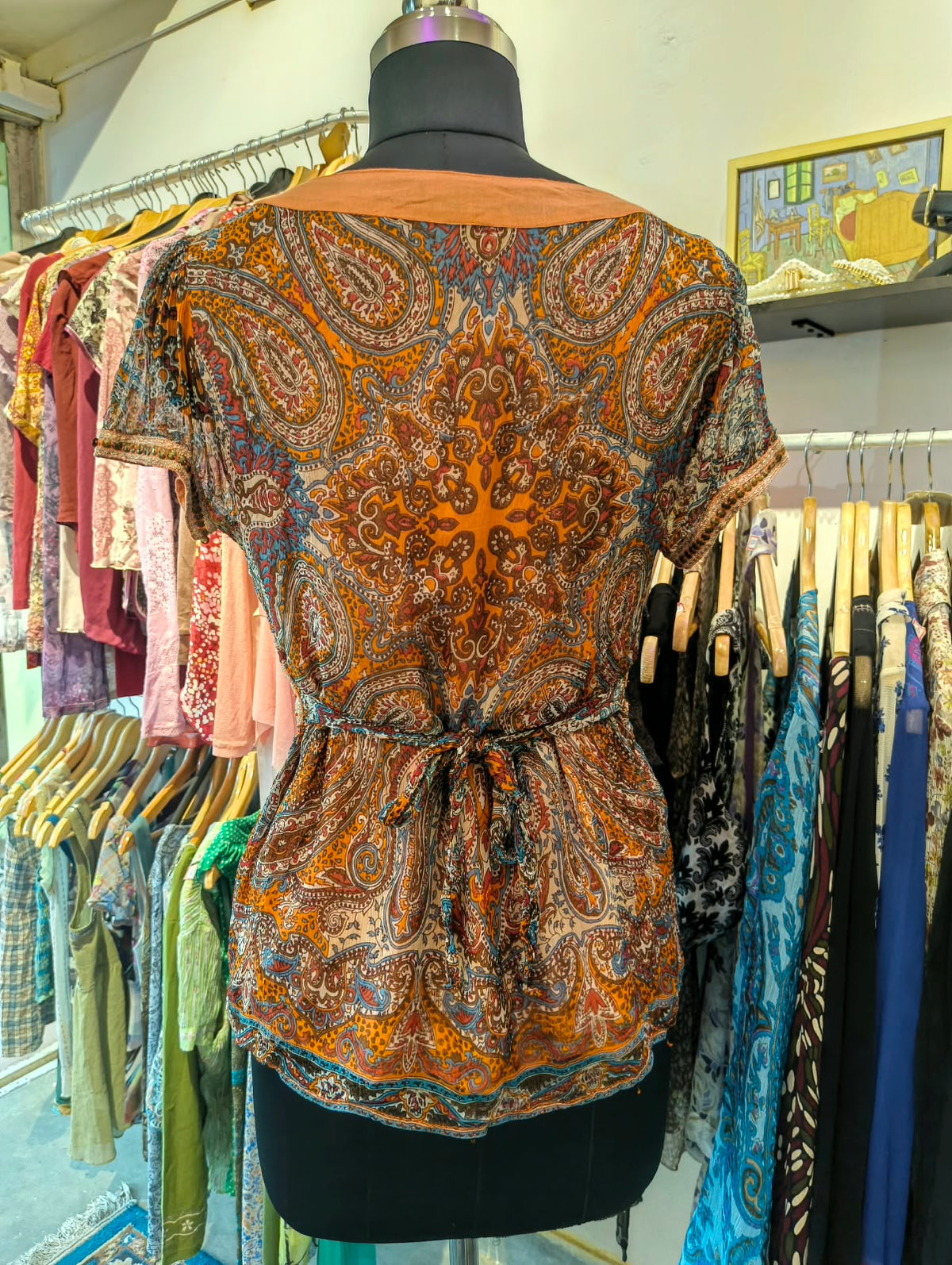 Paisley chiffon sequins top