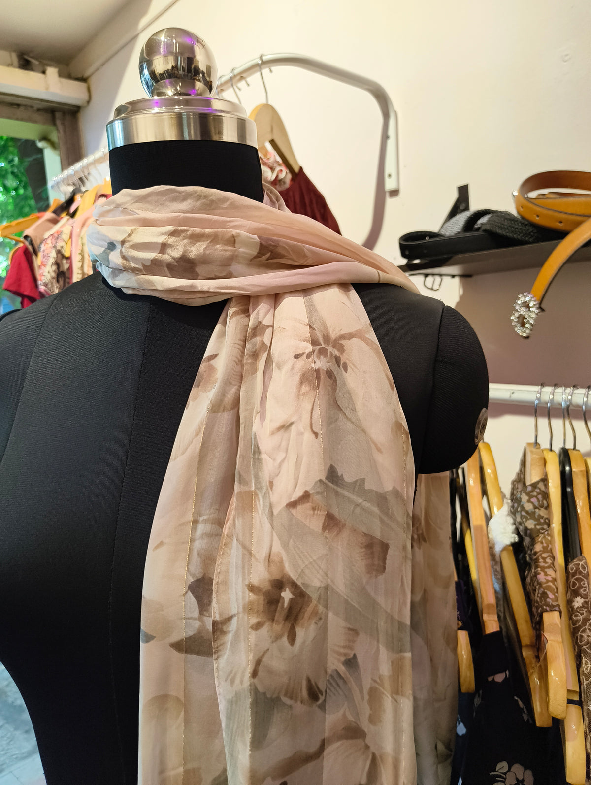 Floral silk rectangular scarf