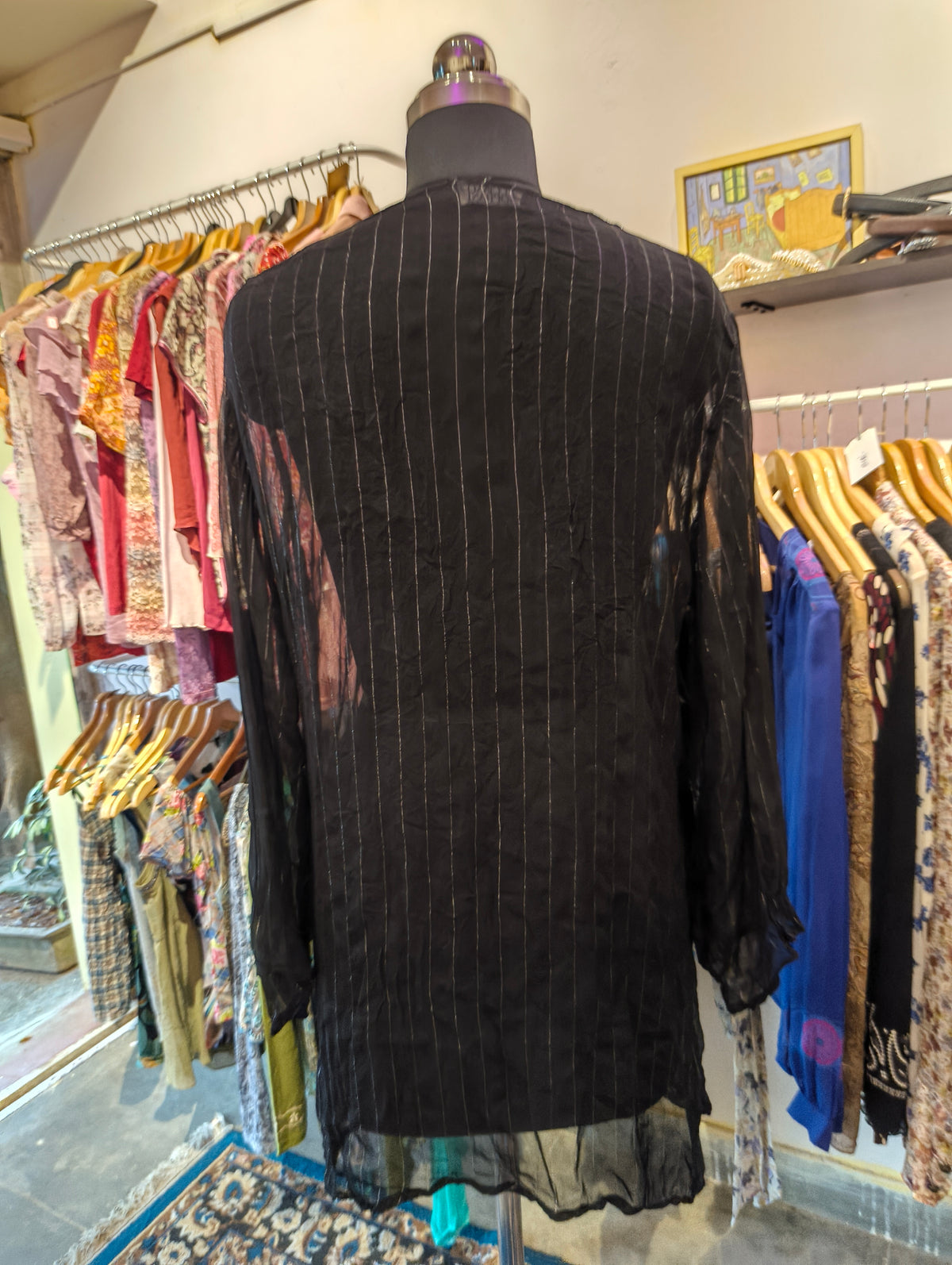Black paisely sequins chiffon top