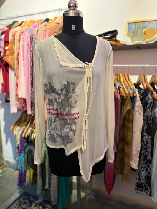 Overlapping vintage silk top