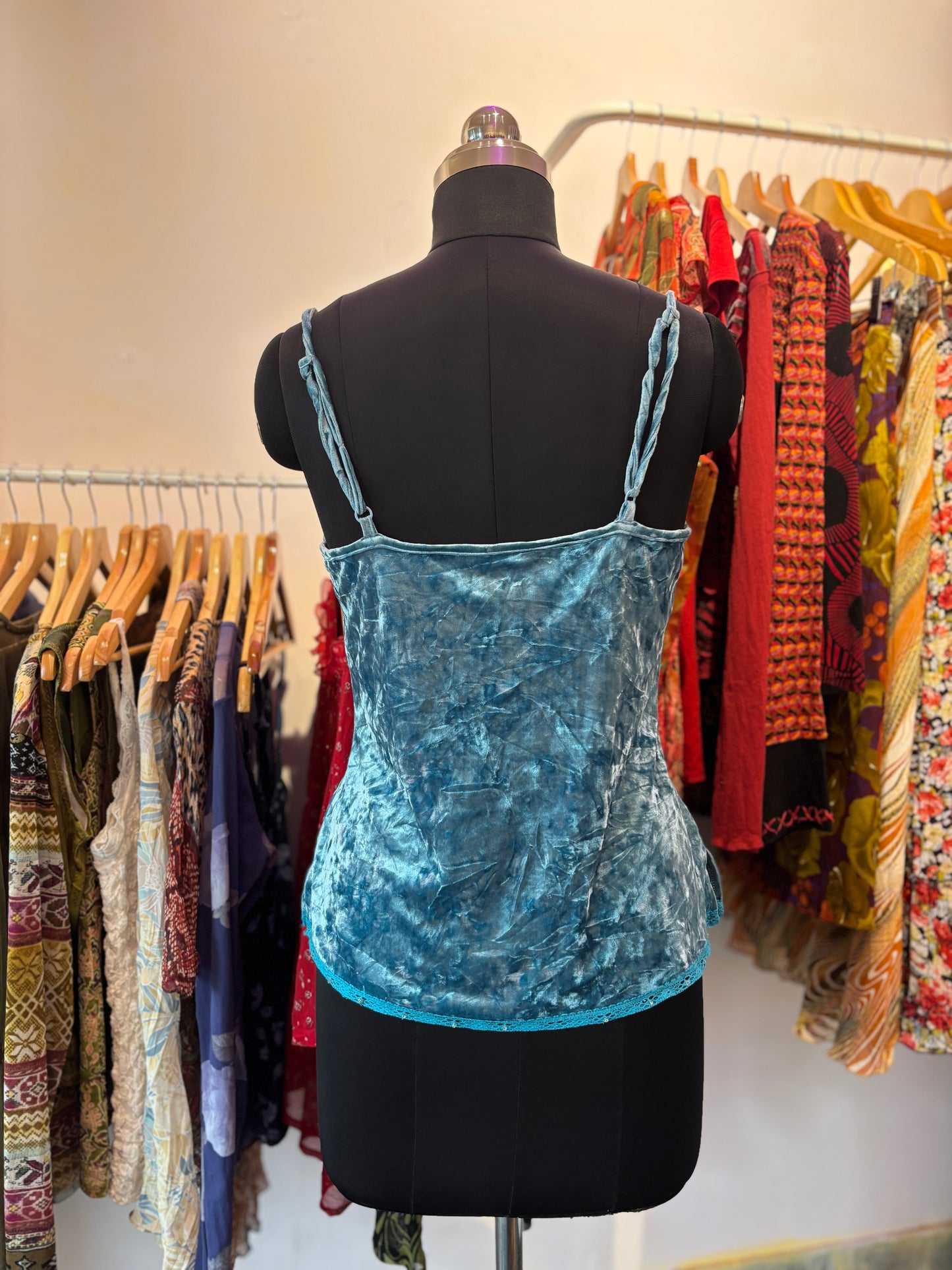 Teal velvet top