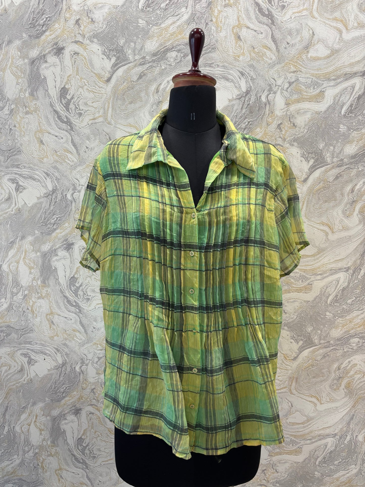 Crinkled avocado shirt
