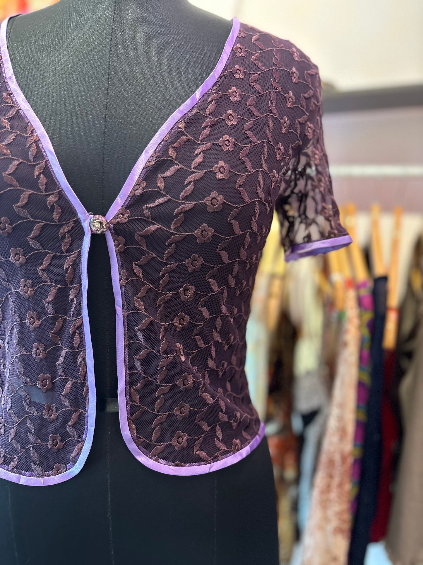 Purple embroidered lacy top