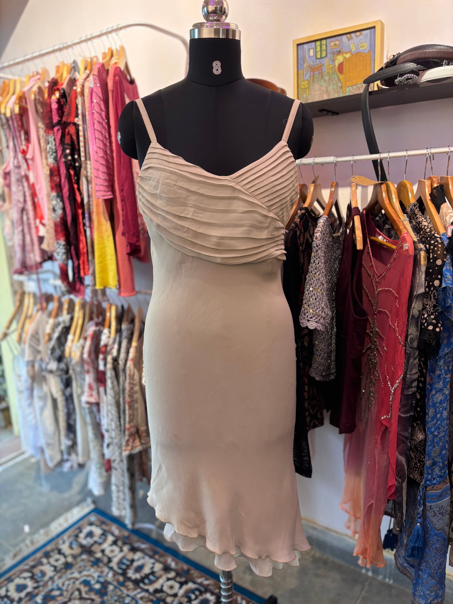 Vintage pleated assymetrical dress