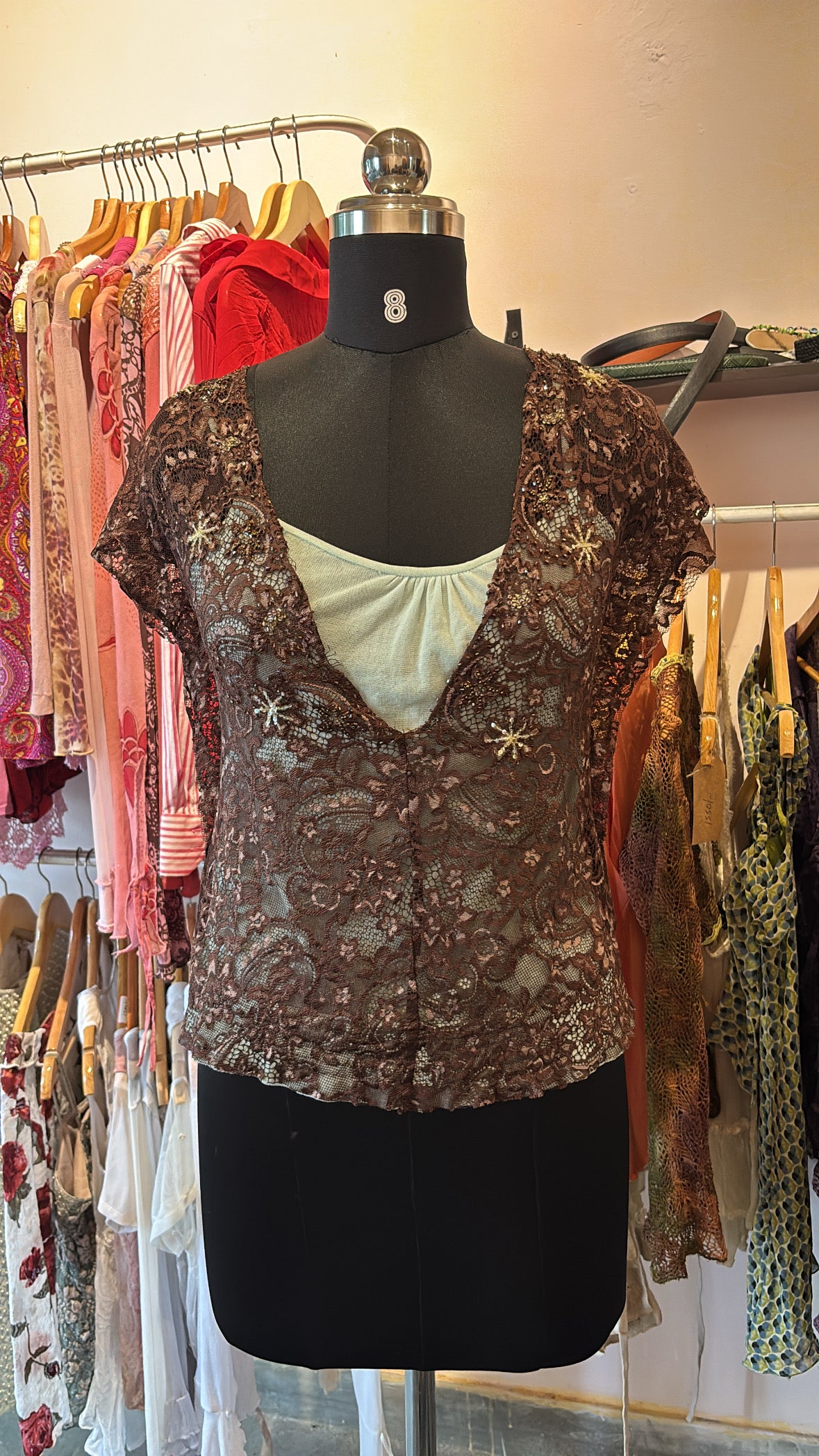 Brown beaded top