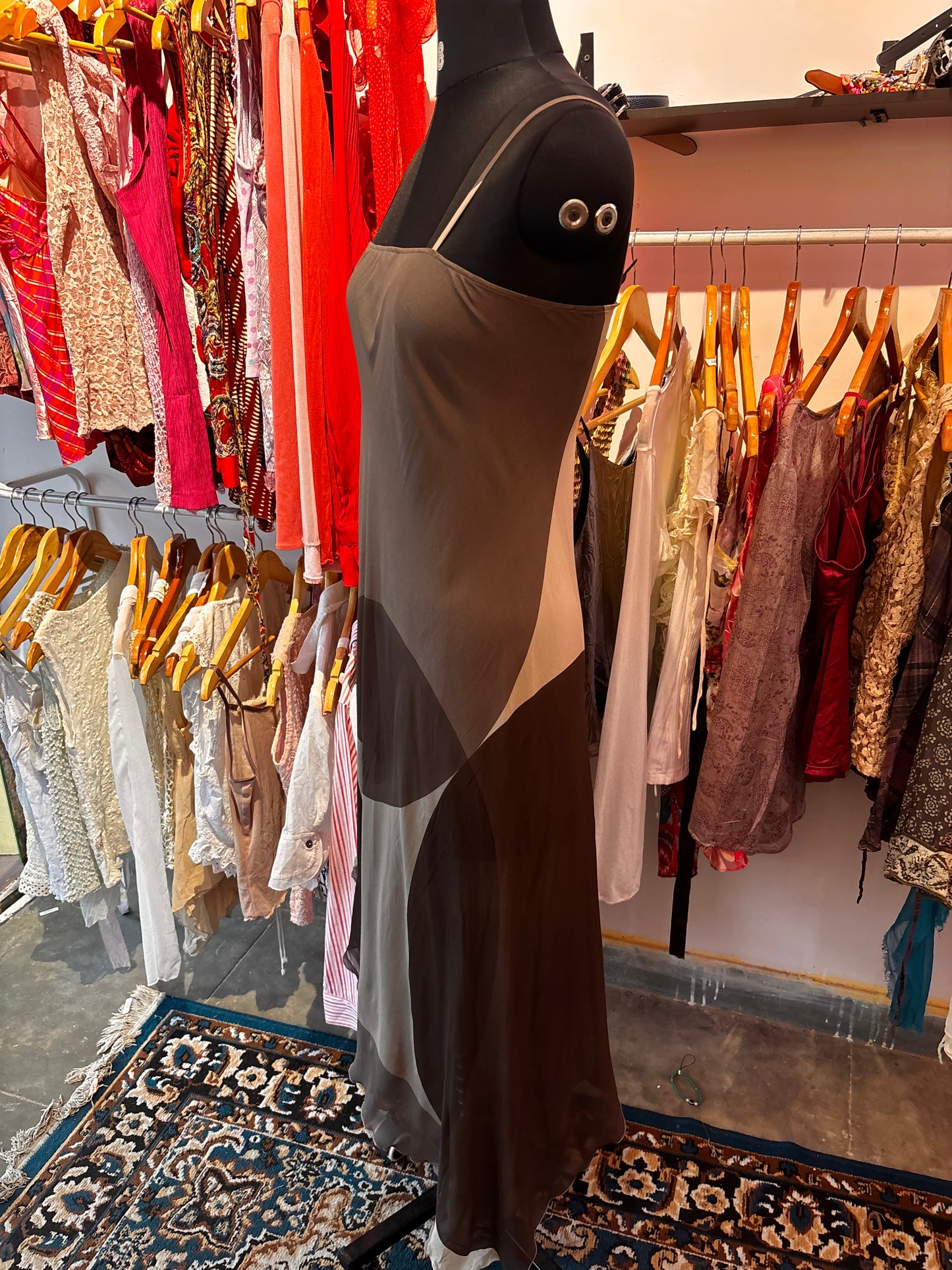 Shades of brown 100 percent silk dress