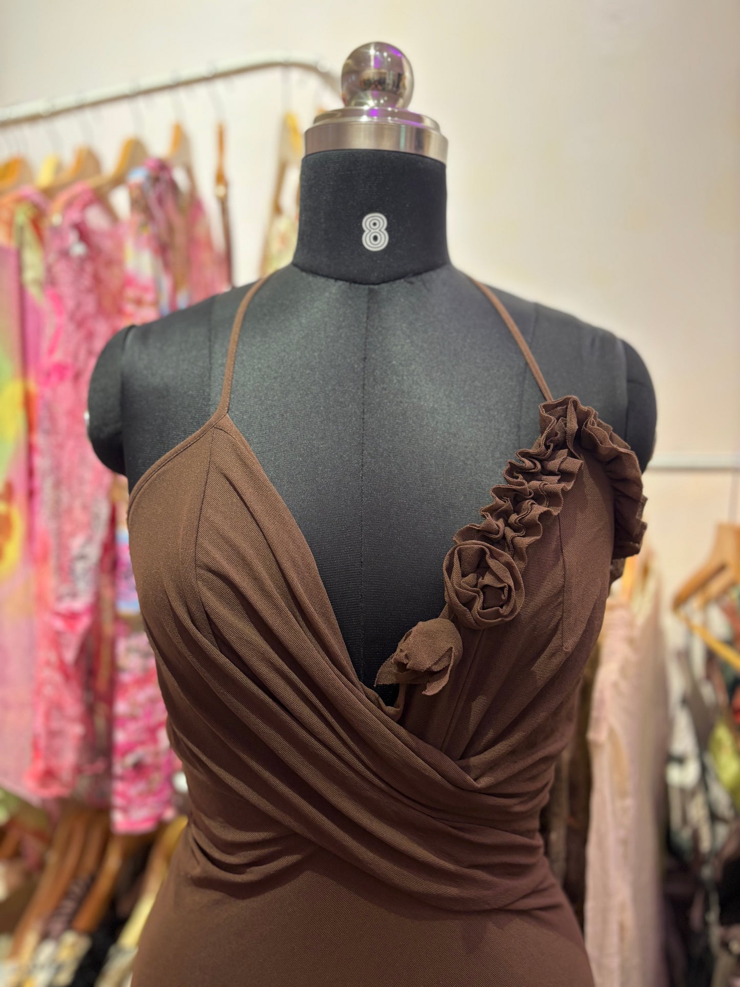 Roses neck halter neck dress