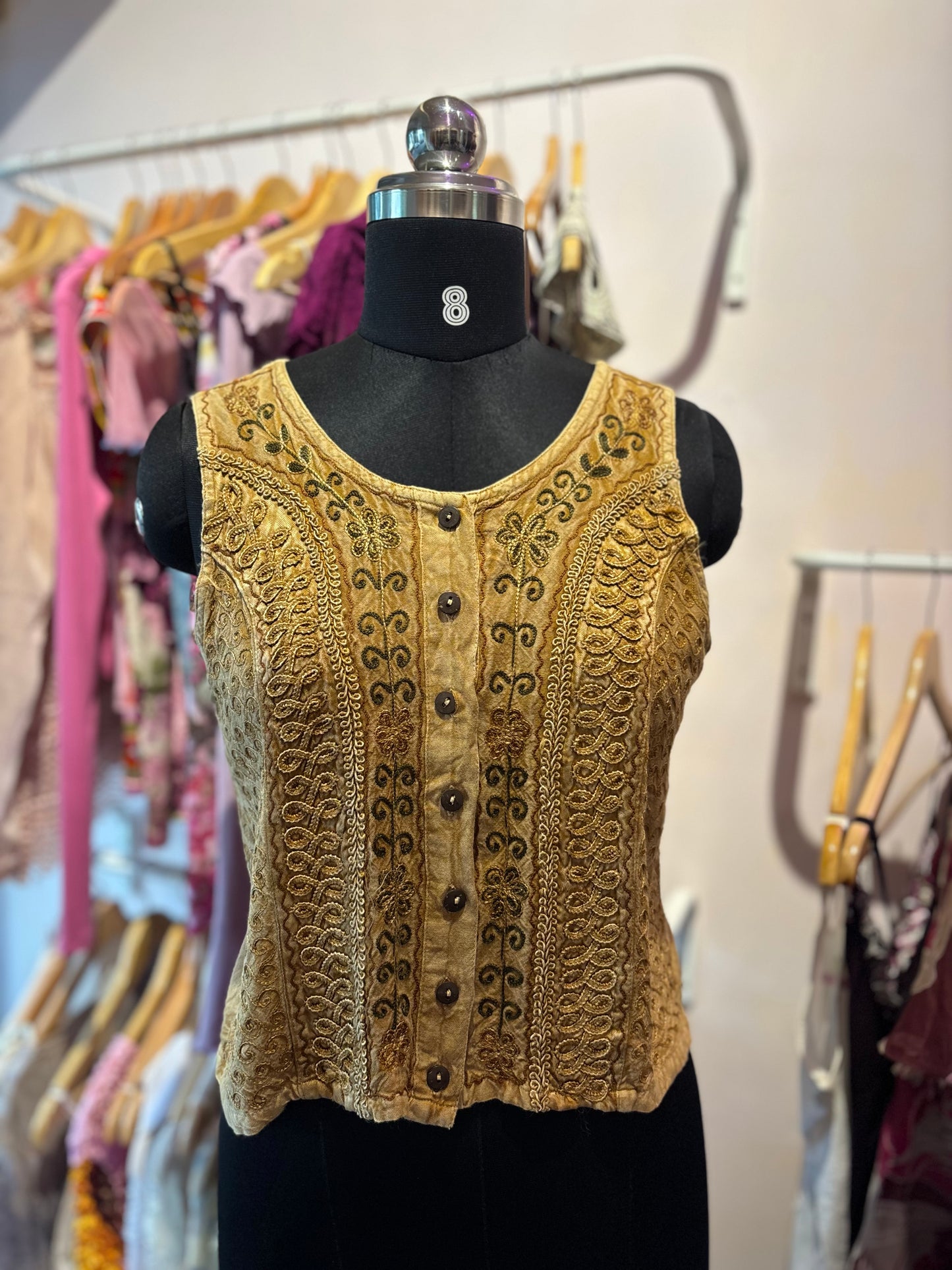 Brown embroidered top