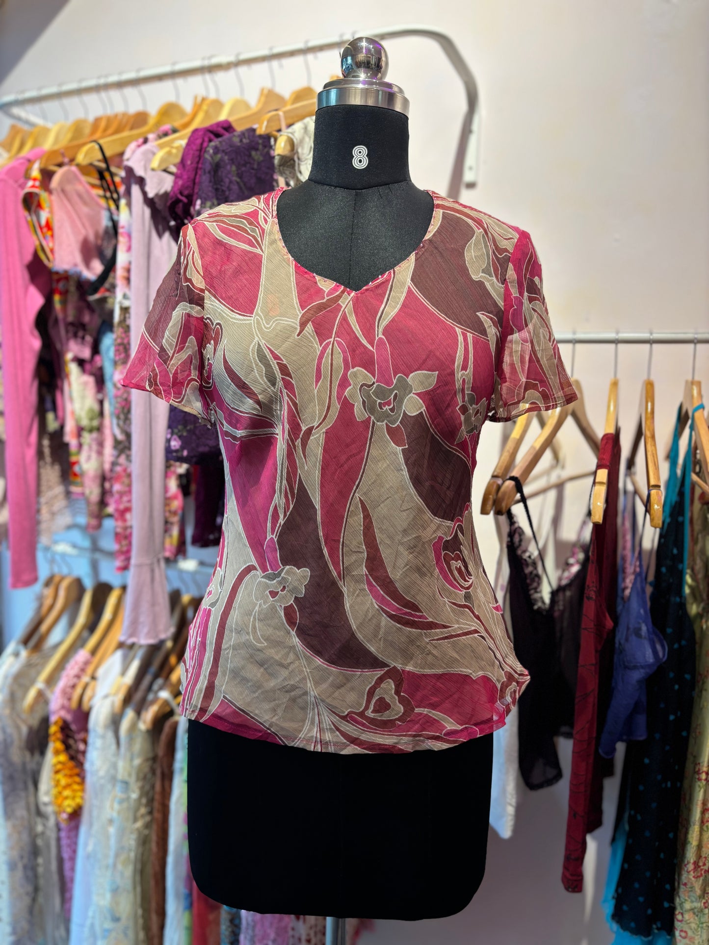 Pink beige abstract top